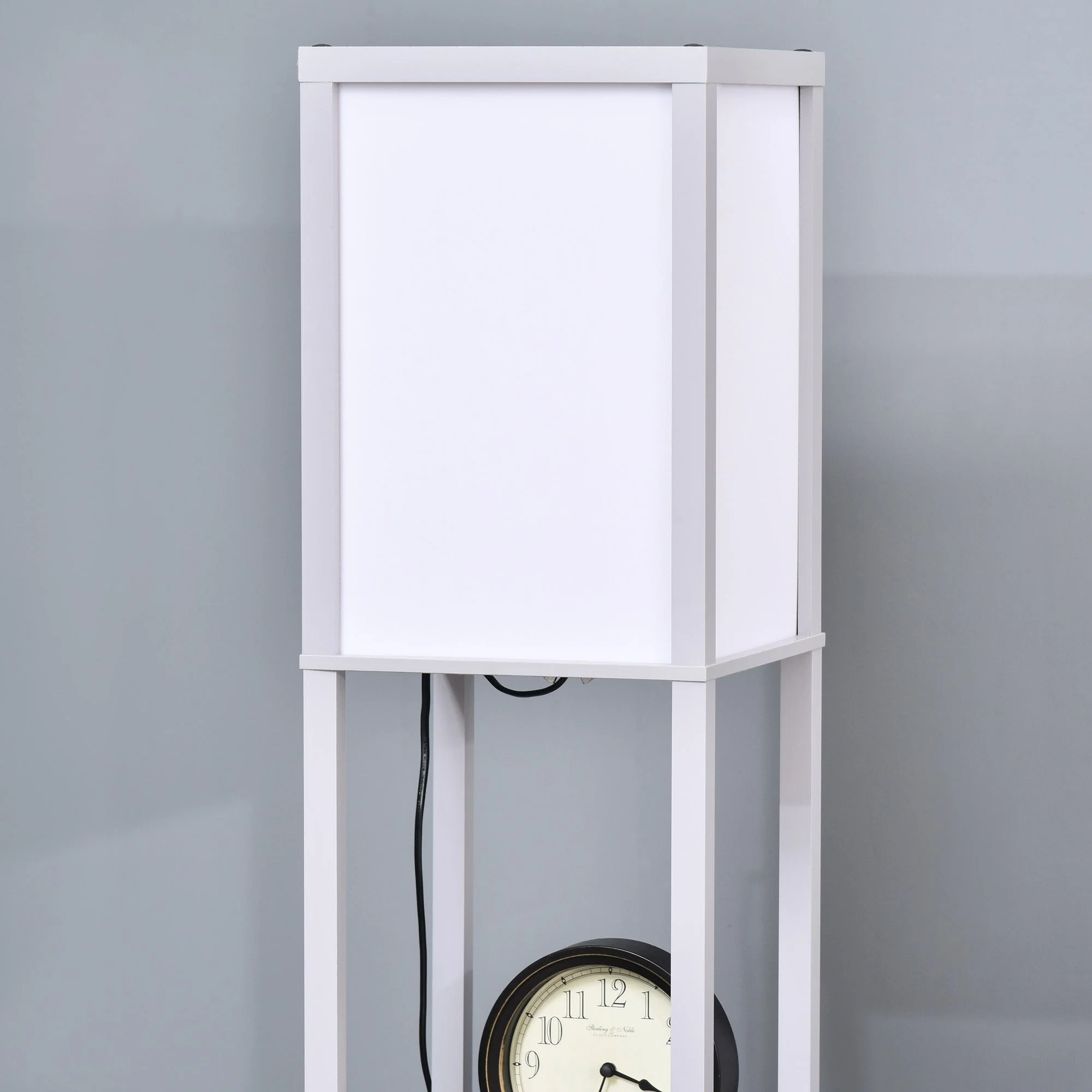 4-Tier Floor Lamp Standing Lamp with Storage Shelf for Home Office Dorm Grey - Image 7