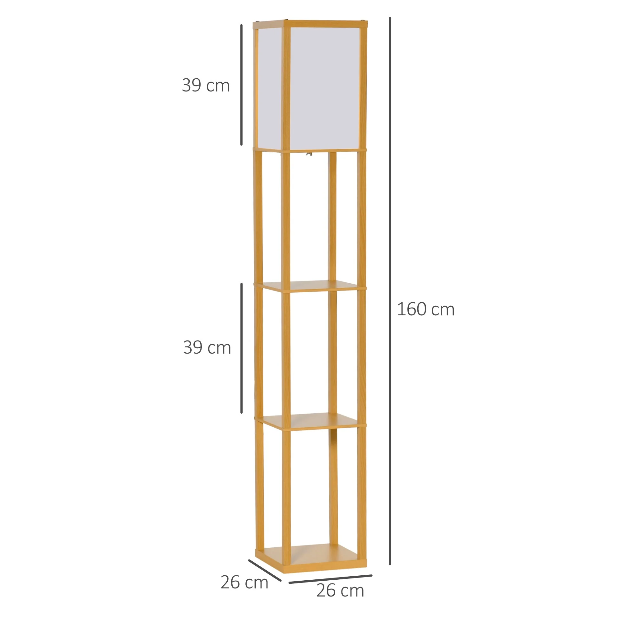 4-Tier Floor Lamp Standing Lamp with Storage Shelf for Home Office Dorm Natural - Image 3