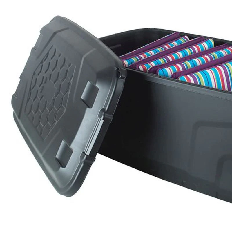 4 x Plastic Storage Box 145 Litres Extra Large - Black Heavy Duty by Strata - Image 2