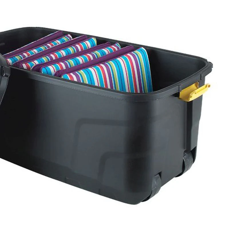 4 x Plastic Storage Box 145 Litres Extra Large - Black Heavy Duty by Strata - Image 3