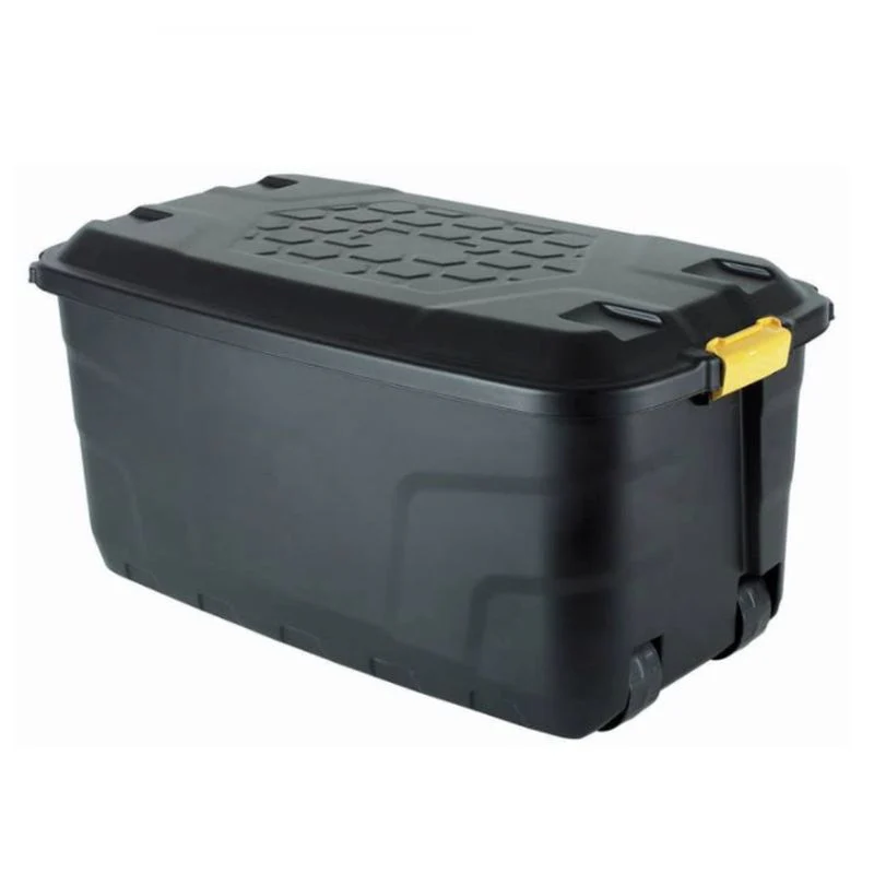 4 x Plastic Storage Box 145 Litres Extra Large - Black Heavy Duty by Strata - Image 4