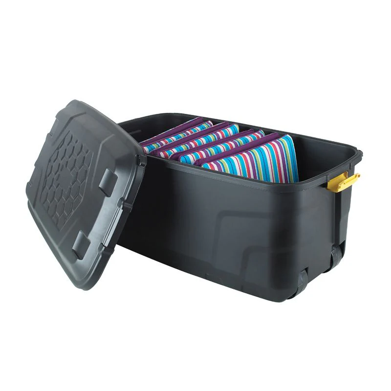 4 x Plastic Storage Box 145 Litres Extra Large - Black Heavy Duty by Strata - Image 6