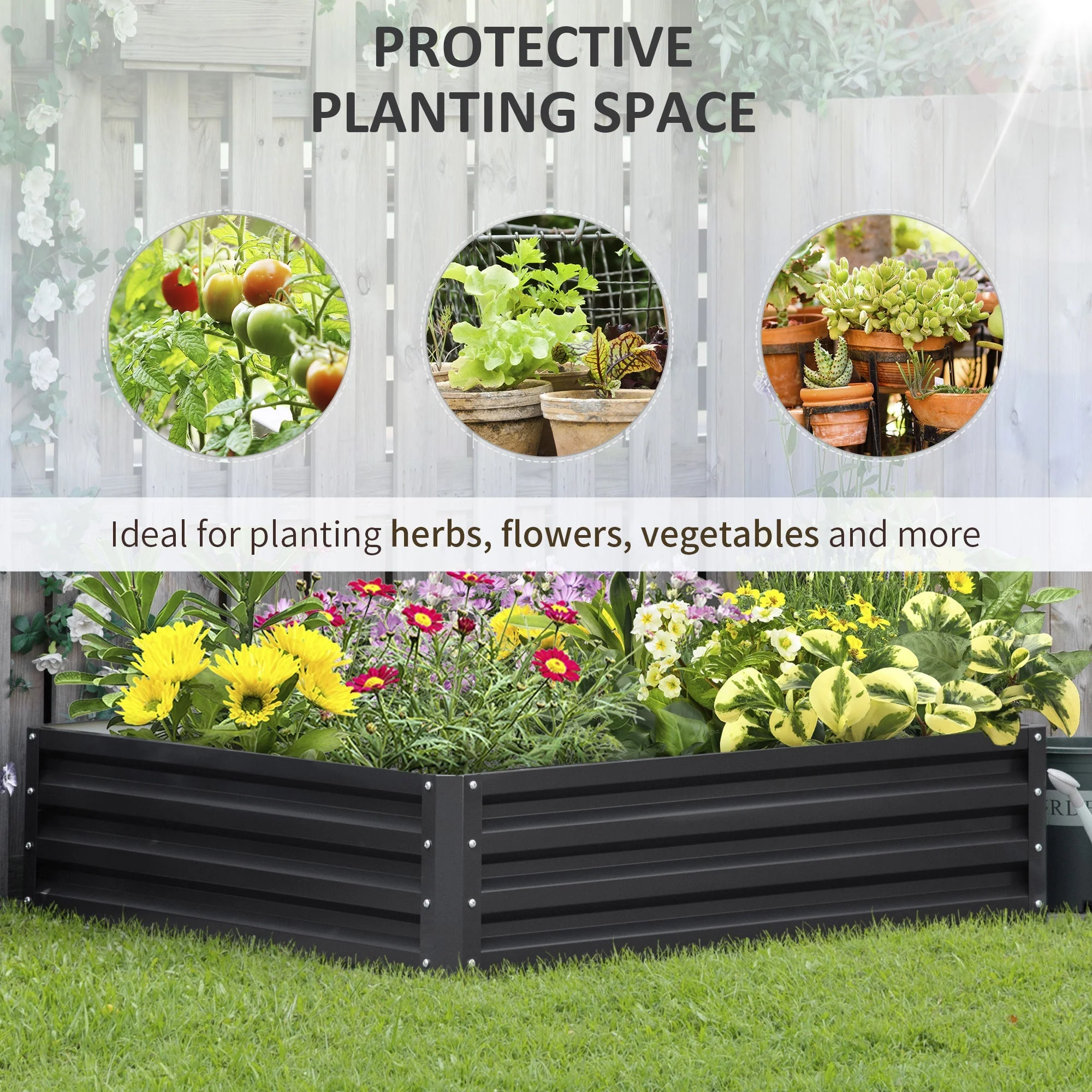 432L Square Raised Garden Bed Box with Weatherized Steel Frame for Vegetables - Image 4
