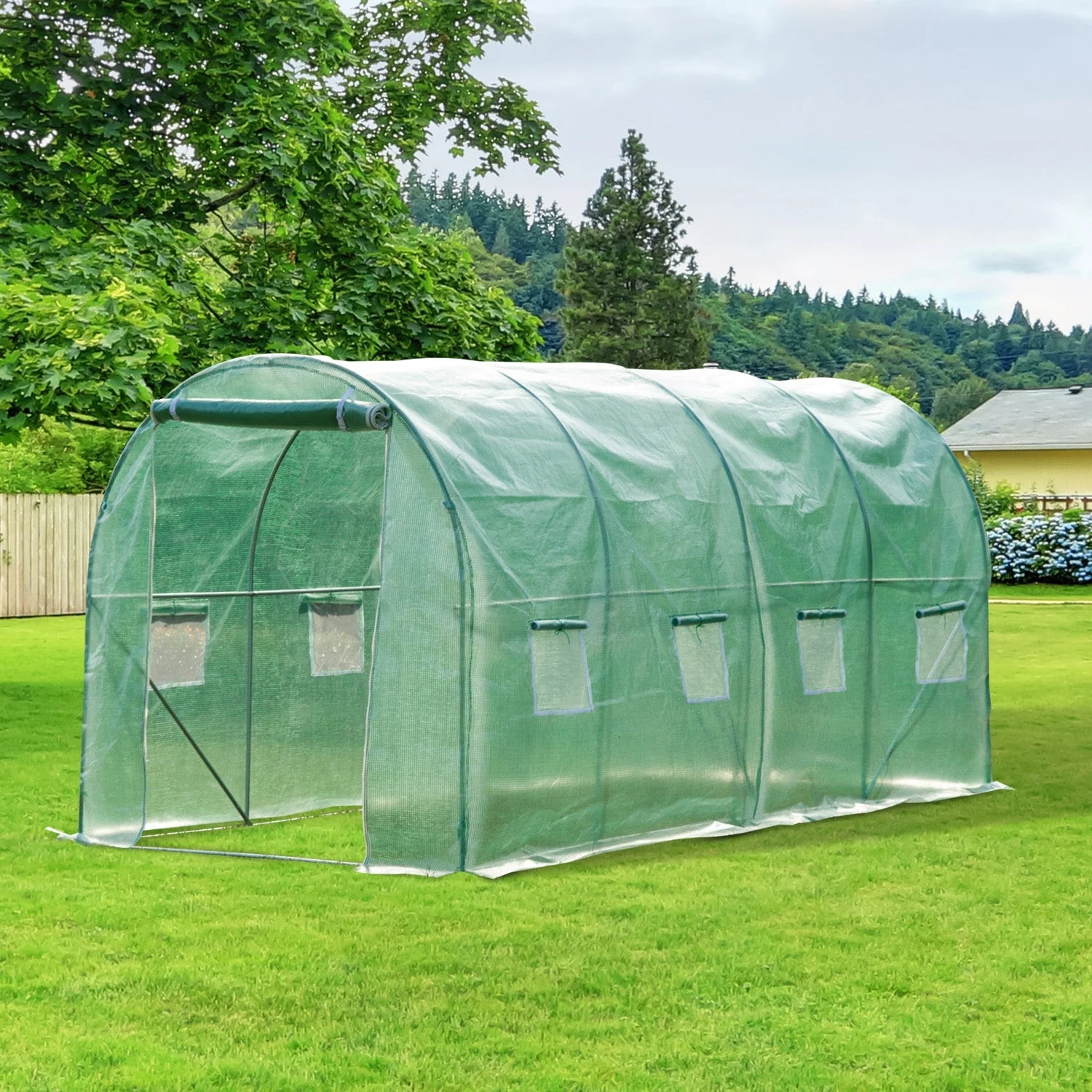 4x2 m Polytunnel Walk-in Greenhouse with Zip Door and Windows - Image 2