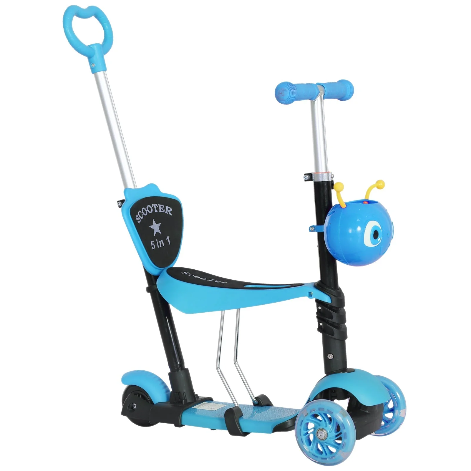 5-in-1 Kids Kick Scooter W/Removable Seat-Blue - Image 2