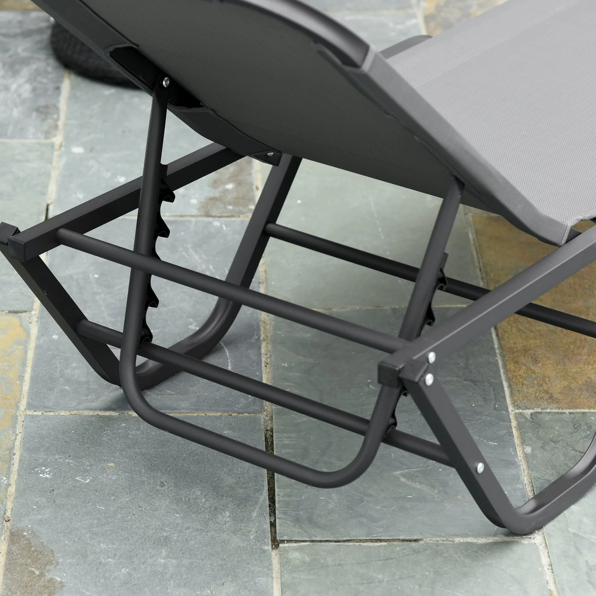 5-Position Sun Lounger Aluminium Grey by Aosom - Image 7
