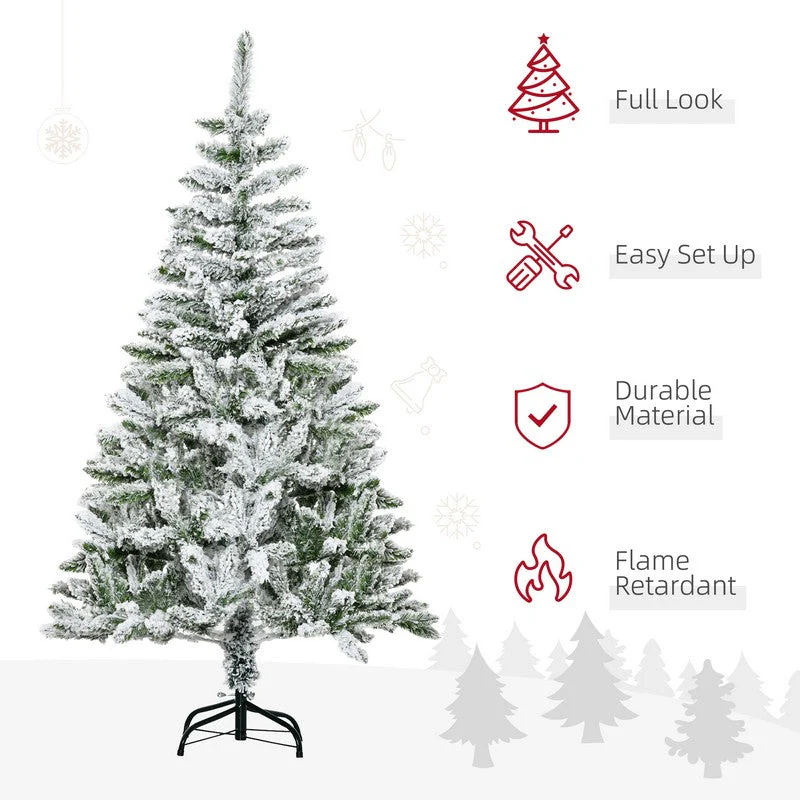 5' Snow Flocked Artificial Christmas Tree Xmas Pine Tree with Realistic Branches - Image 4