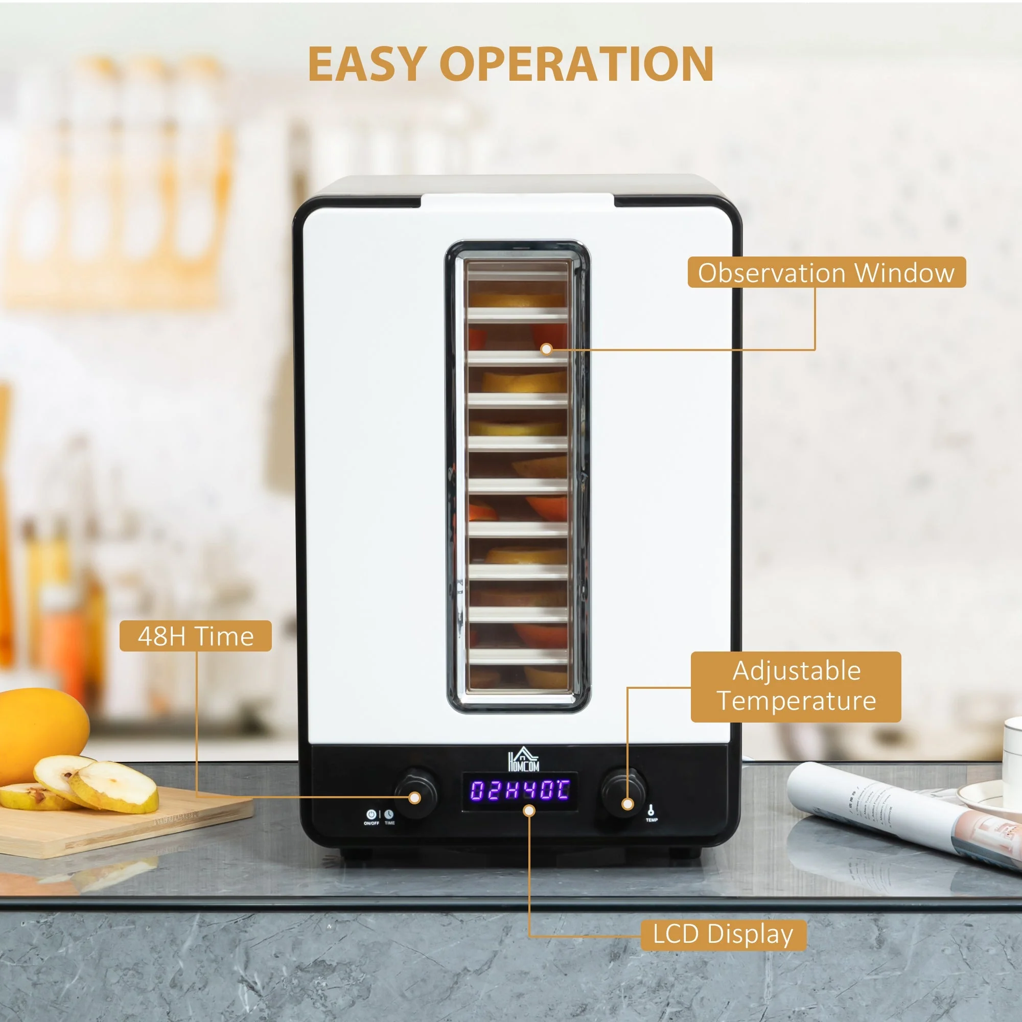 550W 10Kg Eleven Tray Food Dehydrator With Timer White by Homcom - Image 6