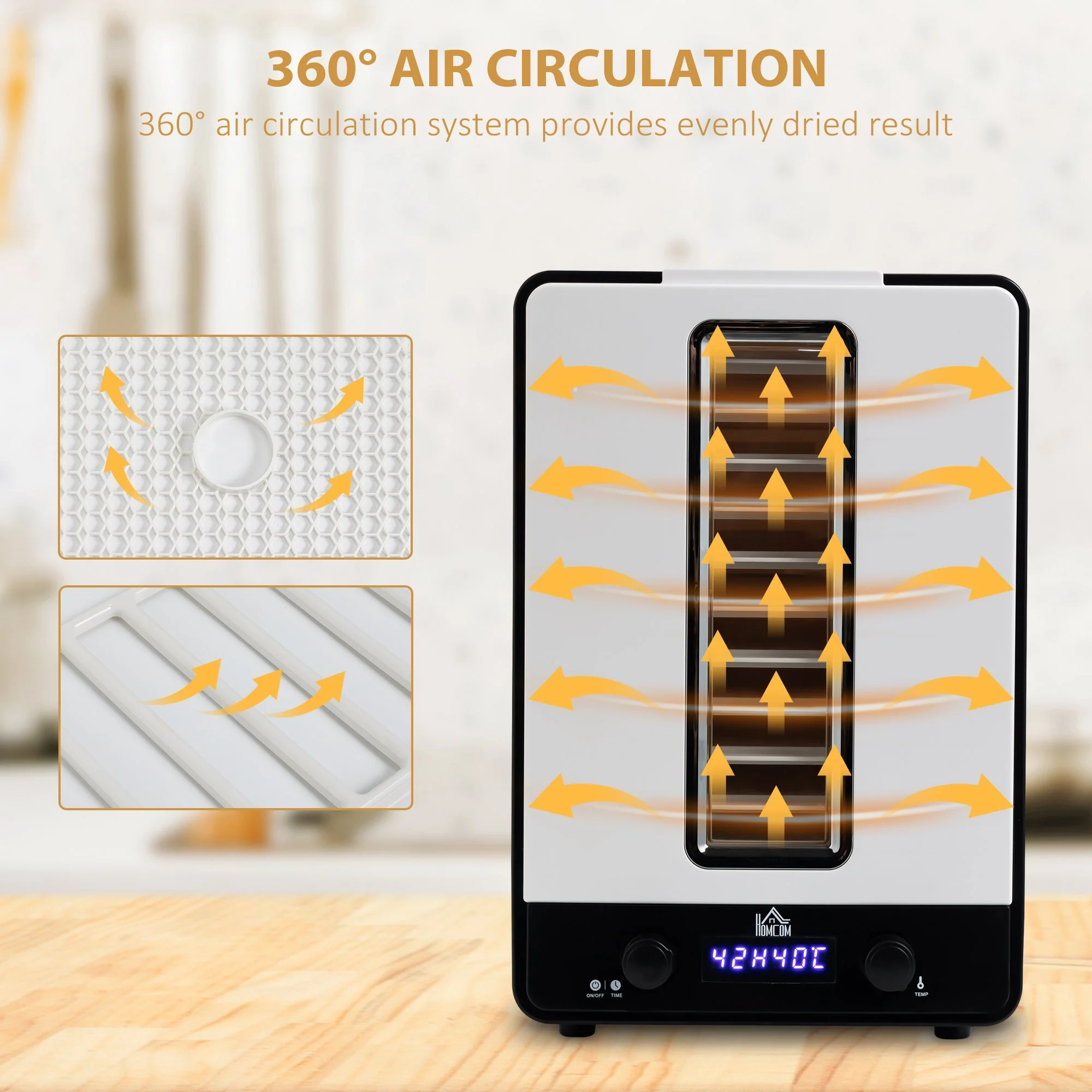 550W 10Kg Eleven Tray Food Dehydrator With Timer White by Homcom - Image 7