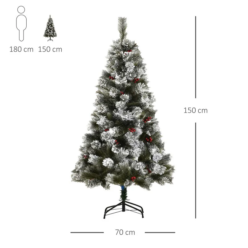 5 Foot Christmas Tree Artificial - White Frosted Green 184 Tips - Image 3