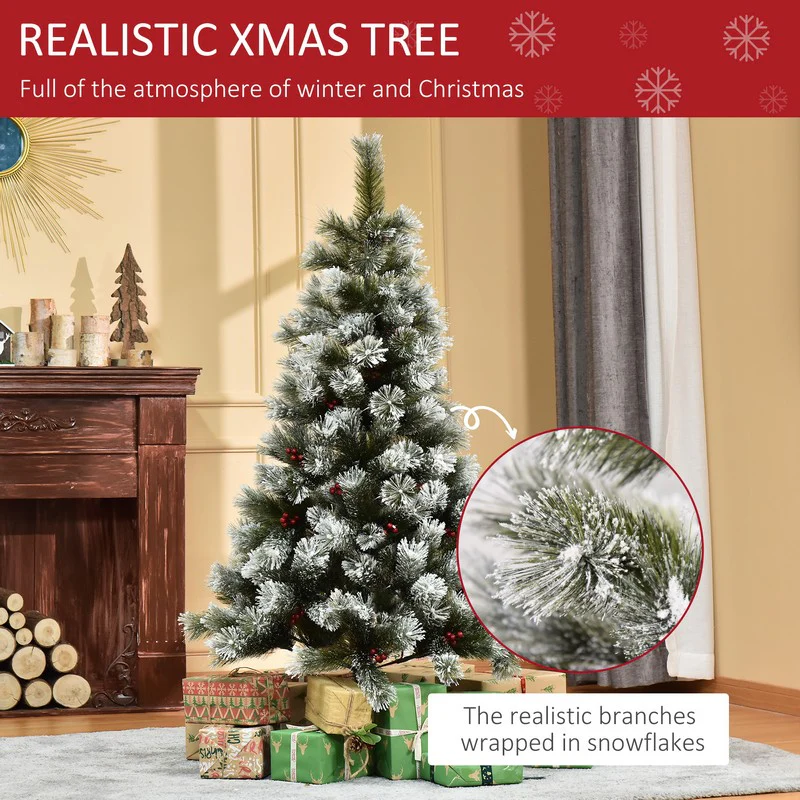 5 Foot Christmas Tree Artificial - White Frosted Green 184 Tips - Image 4
