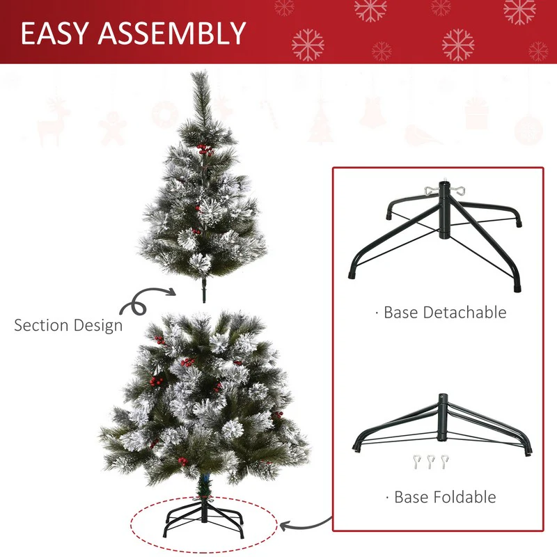5 Foot Christmas Tree Artificial - White Frosted Green 184 Tips - Image 6