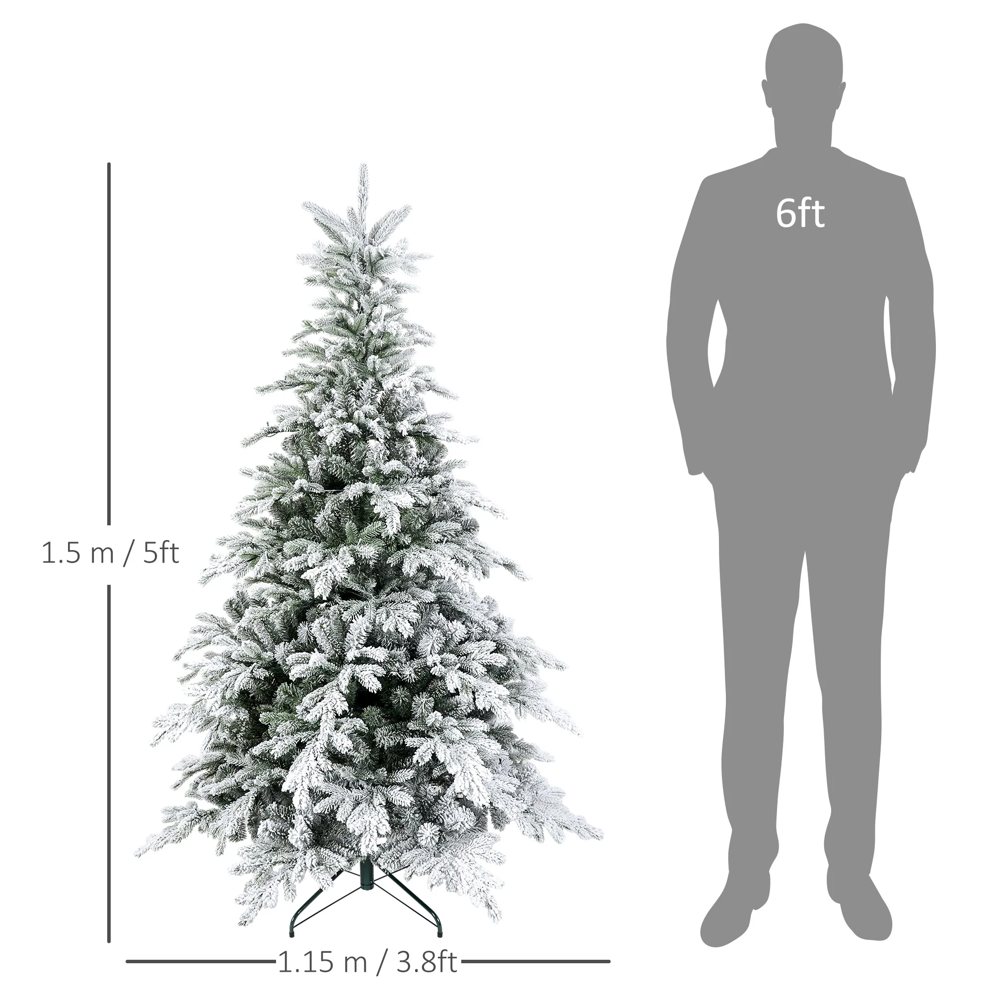 5ft Christmas Tree Artificial - White Frosted Green with LED Lights Warm White 931 Tips - Image 3