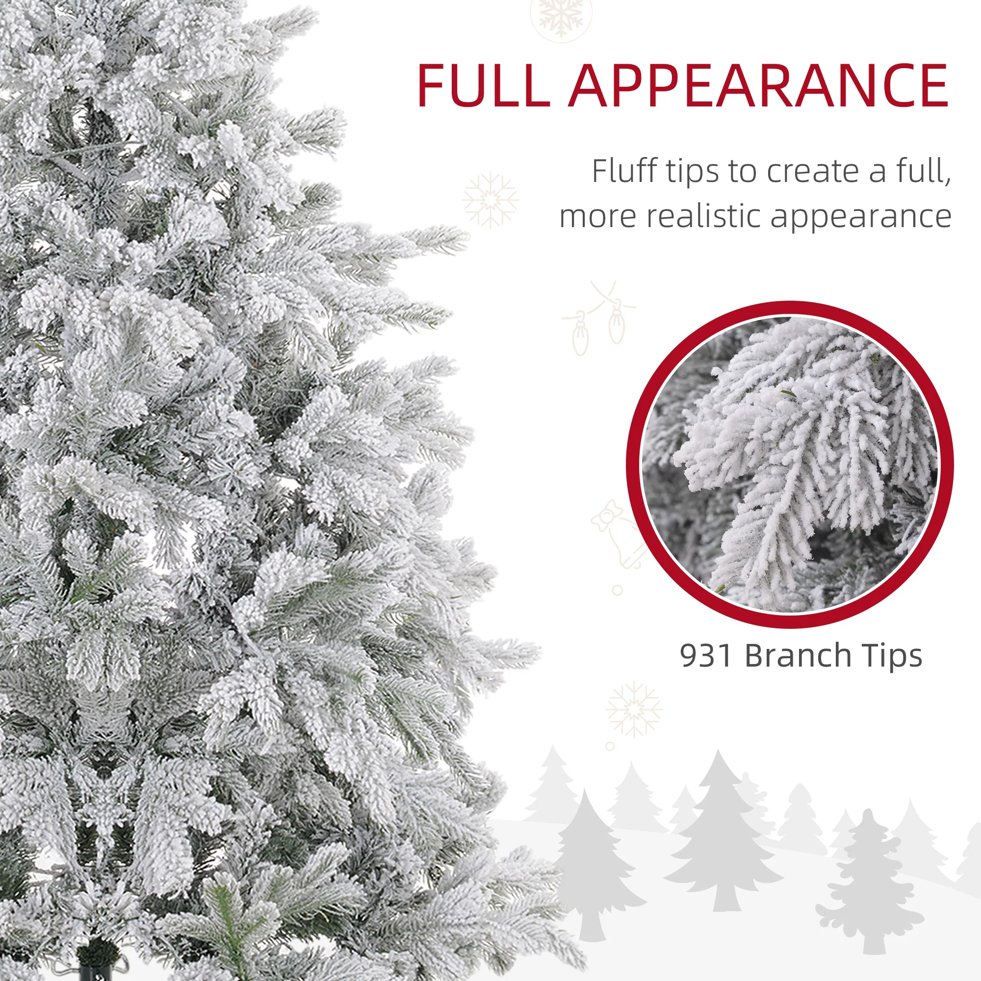 5ft Christmas Tree Artificial - White Frosted Green with LED Lights Warm White 931 Tips - Image 6
