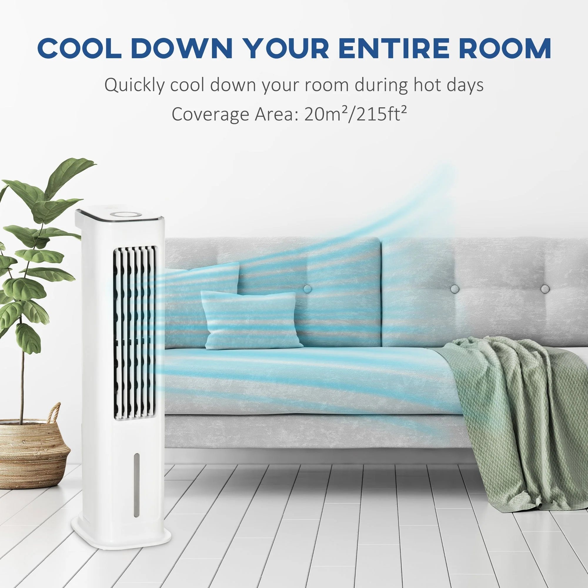 5L Oscillating Three Speed Air Cooler With Timer & Remote Control White by Homcom - Image 4