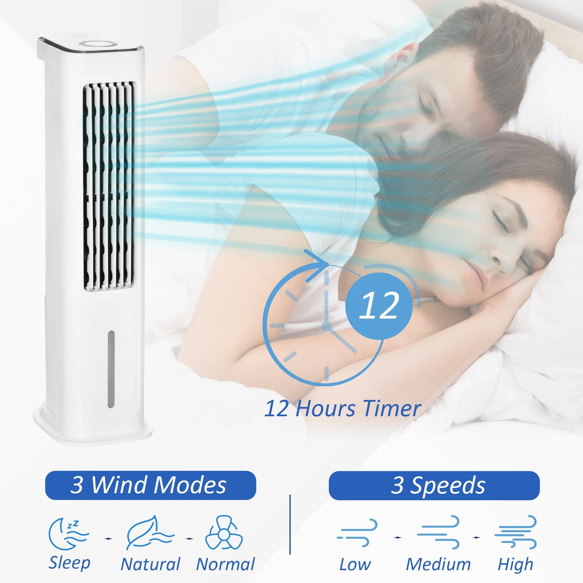 5L Oscillating Three Speed Air Cooler With Timer & Remote Control White by Homcom - Image 8