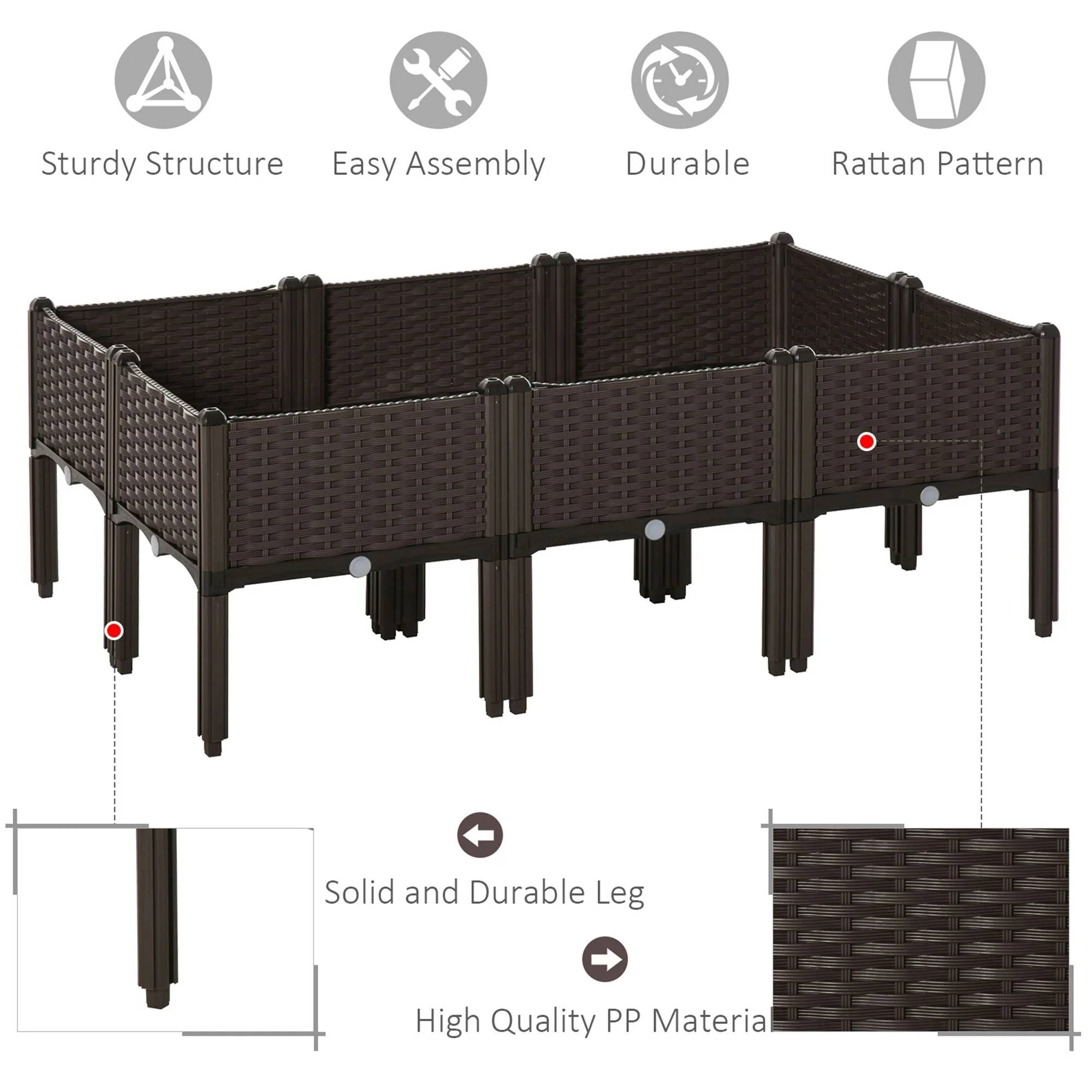 6-piece Lightweight Raised Flower Bed Free Combination Grow Box - Image 4