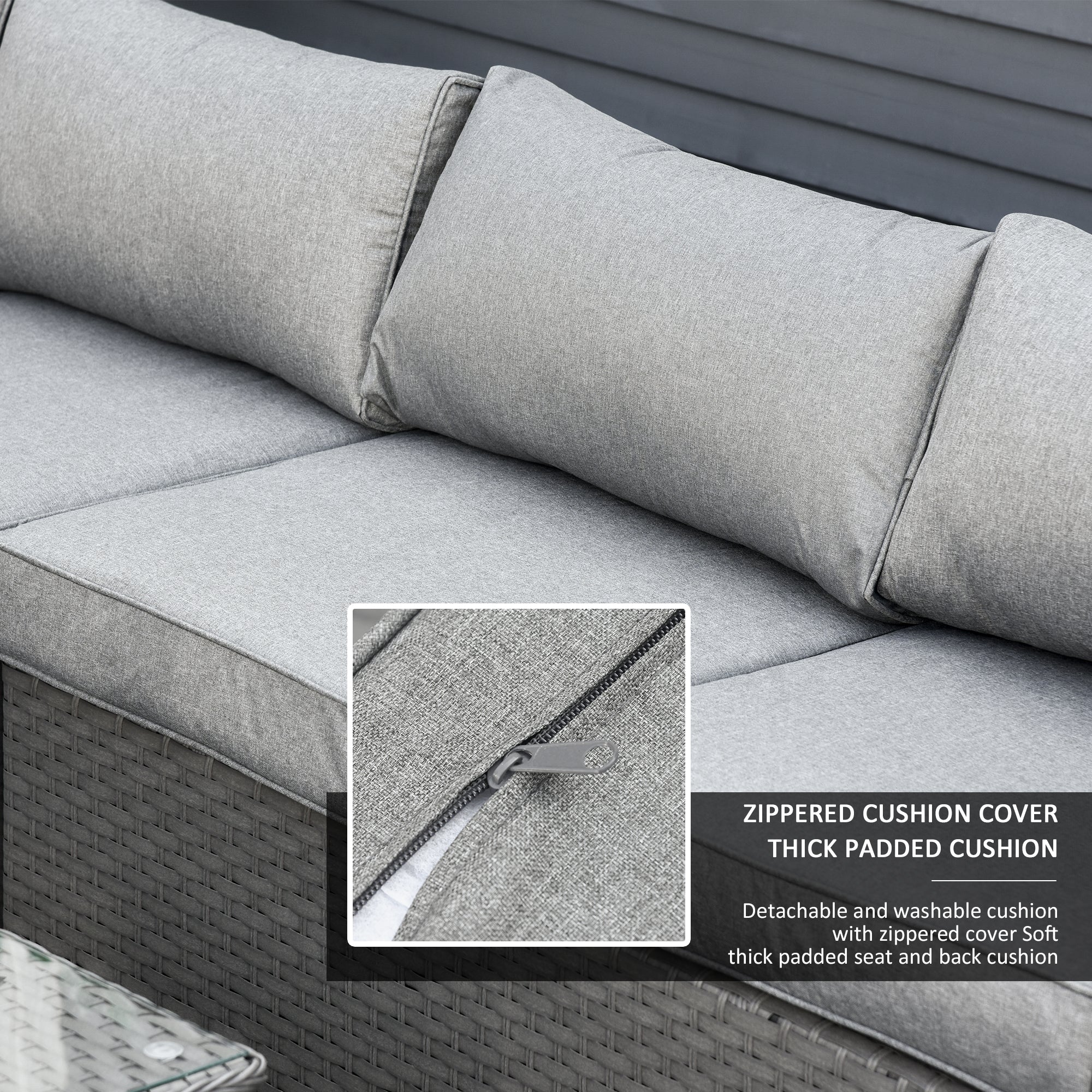 6-Piece PE Rattan Wicker Corner Sofa Set - Image 6