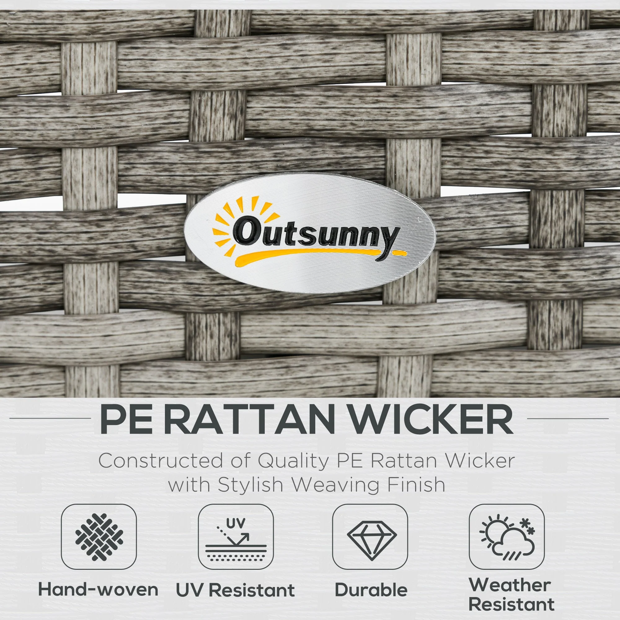 6-Pieces PE Rattan Garden Furniture Set with Three-seat - Image 4