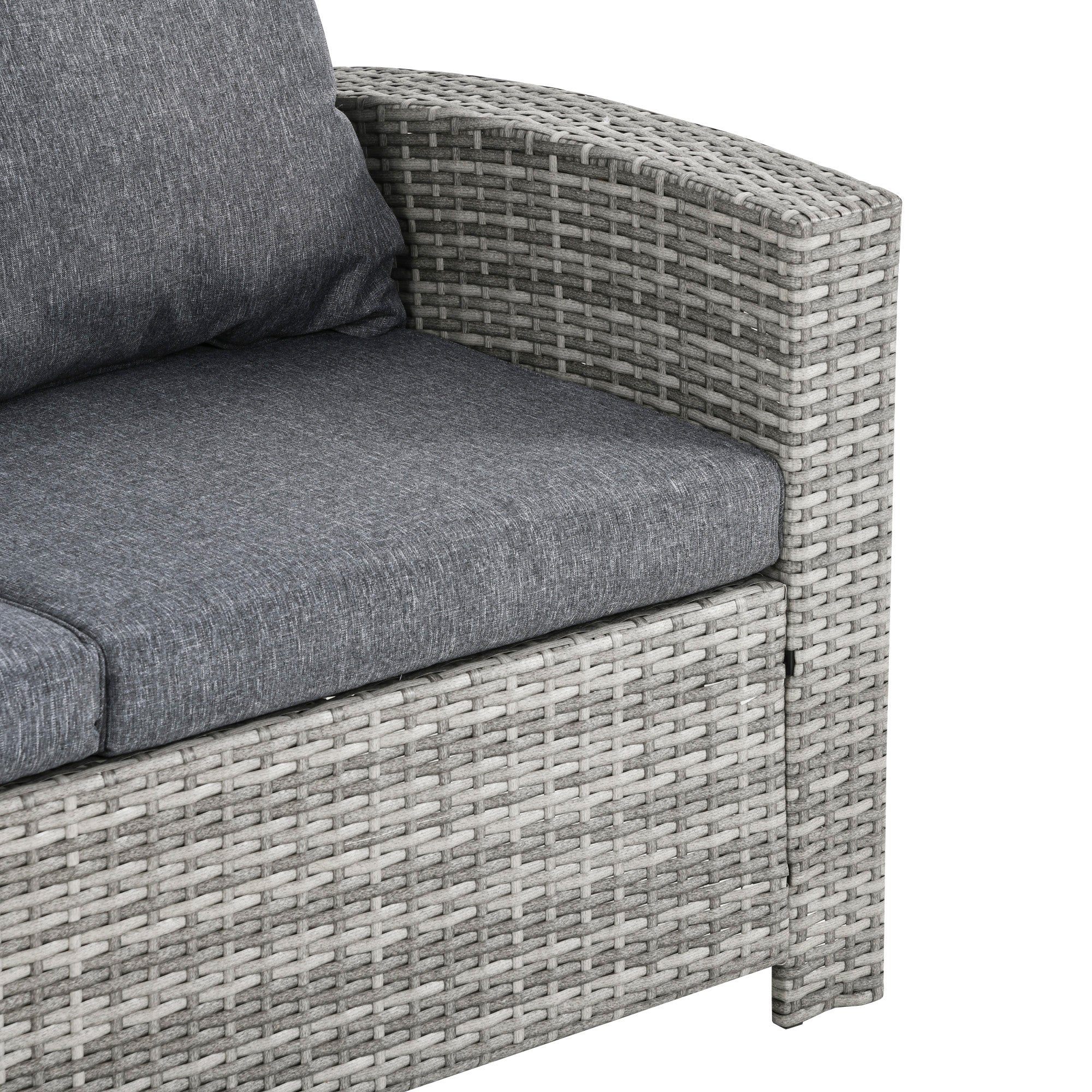 6-Pieces PE Rattan Garden Furniture Set with Three-seat - Image 8