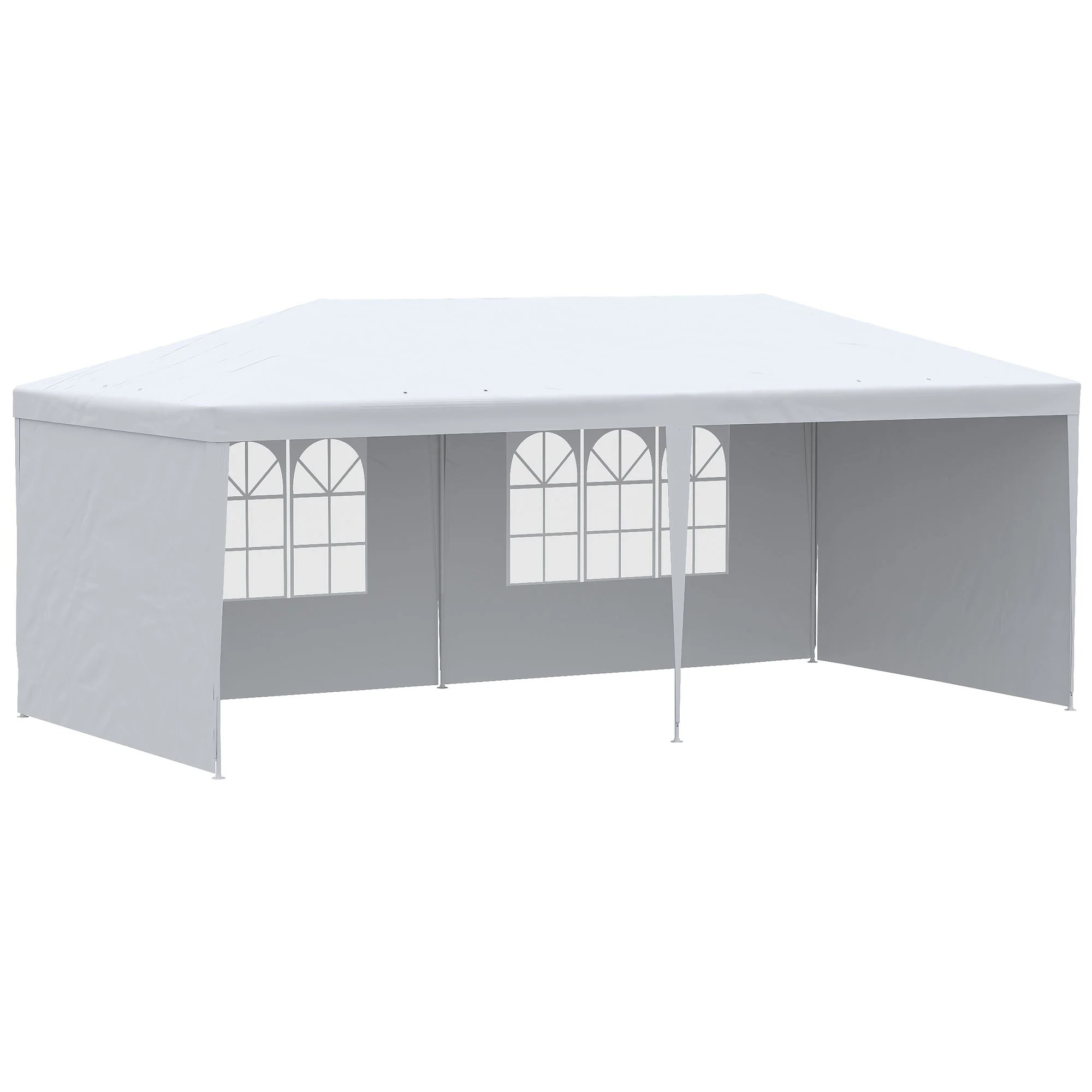 6 x 3 m Party Tent Gazebo Marquee Outdoor Patio Canopy Shelter with Windows and Side Panels White