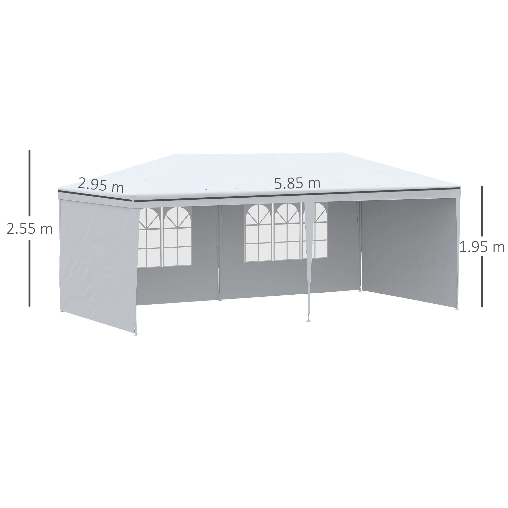 6 x 3 m Party Tent Gazebo Marquee Outdoor Patio Canopy Shelter with Windows and Side Panels White - Image 3