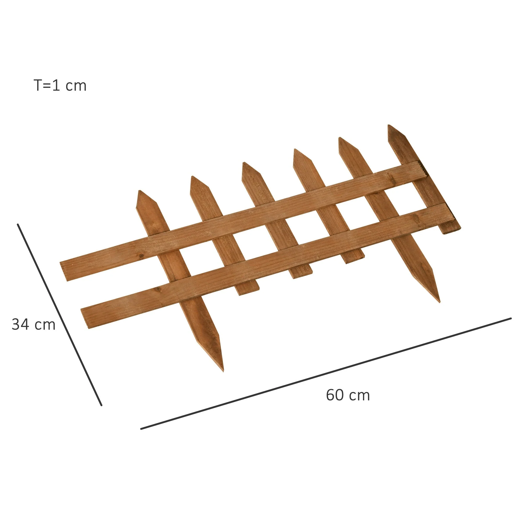 60L x 1D x 34H cm Pack of 12 Wooden Border Fences - Image 3
