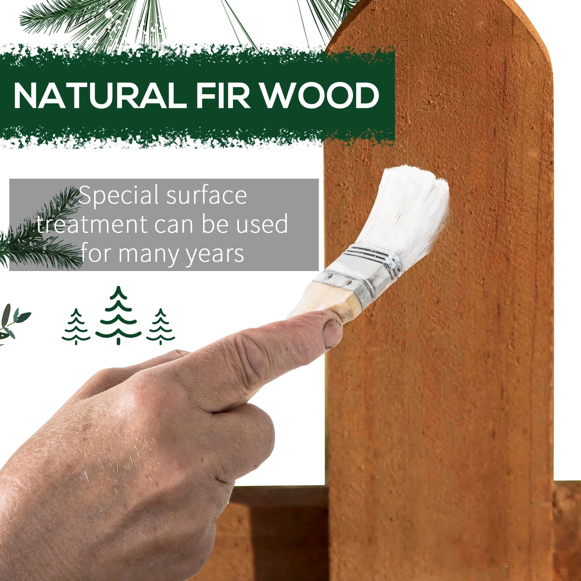 60L x 1D x 34H cm Pack of 12 Wooden Border Fences - Image 4