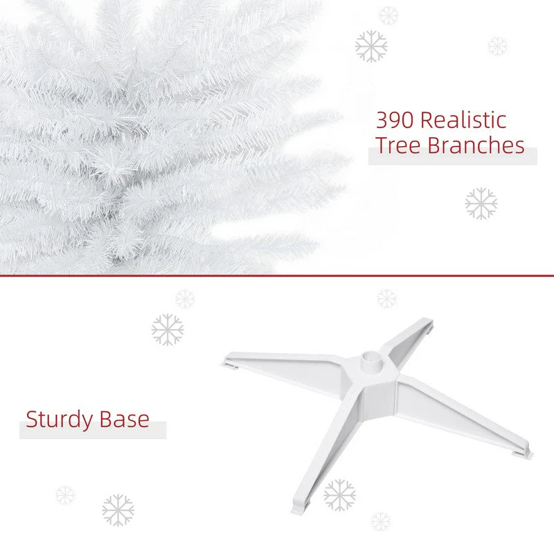 6 Foot Artificial Pine Pencil Slim Tall Christmas Tree with 390 Branch Tips Xmas Holiday Décor with Stand White - Image 6