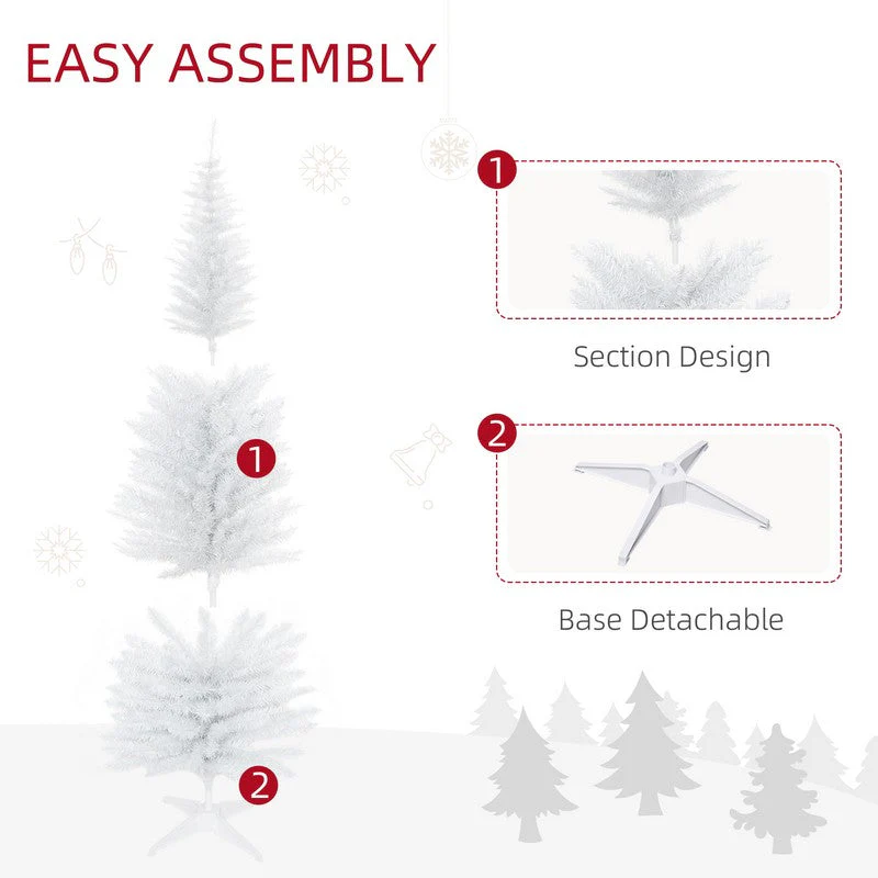 6 Foot Artificial Pine Pencil Slim Tall Christmas Tree with 390 Branch Tips Xmas Holiday Décor with Stand White - Image 7
