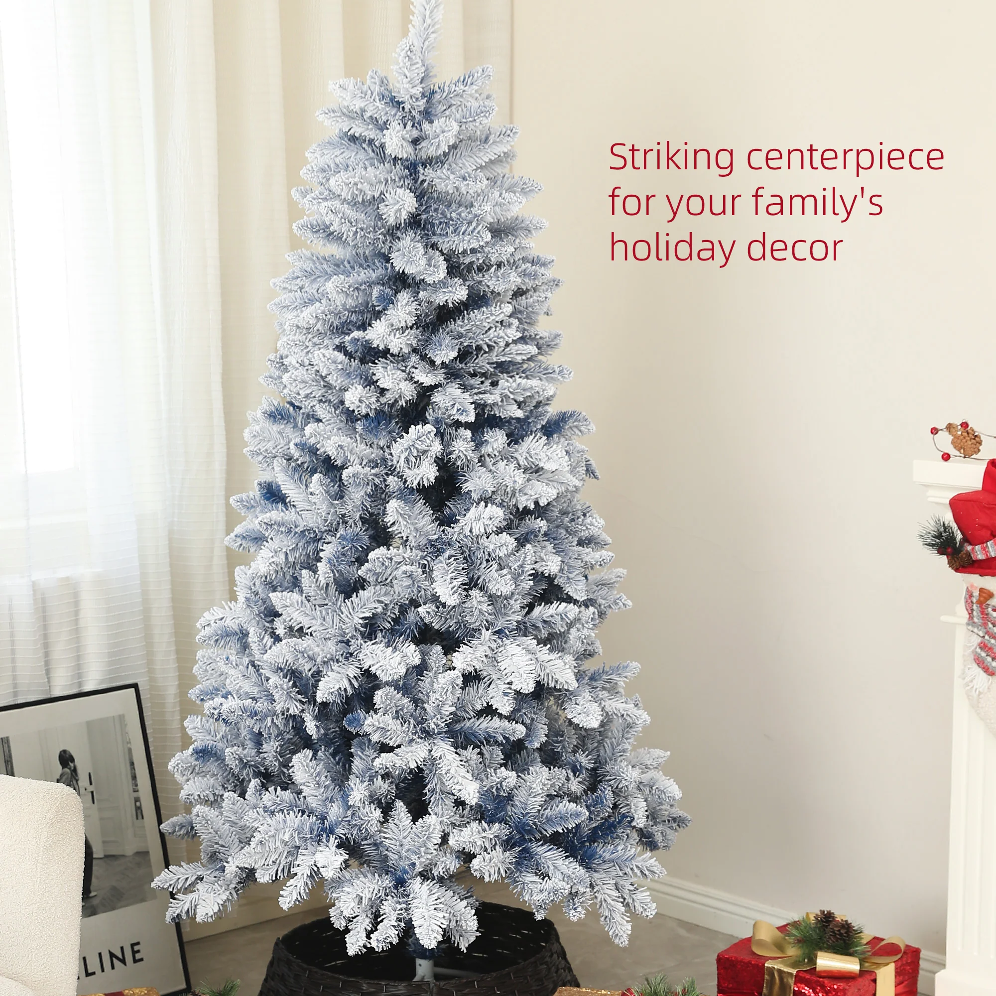 6ft Christmas Tree Artificial - White Frosted Green  700 Tips - Image 4
