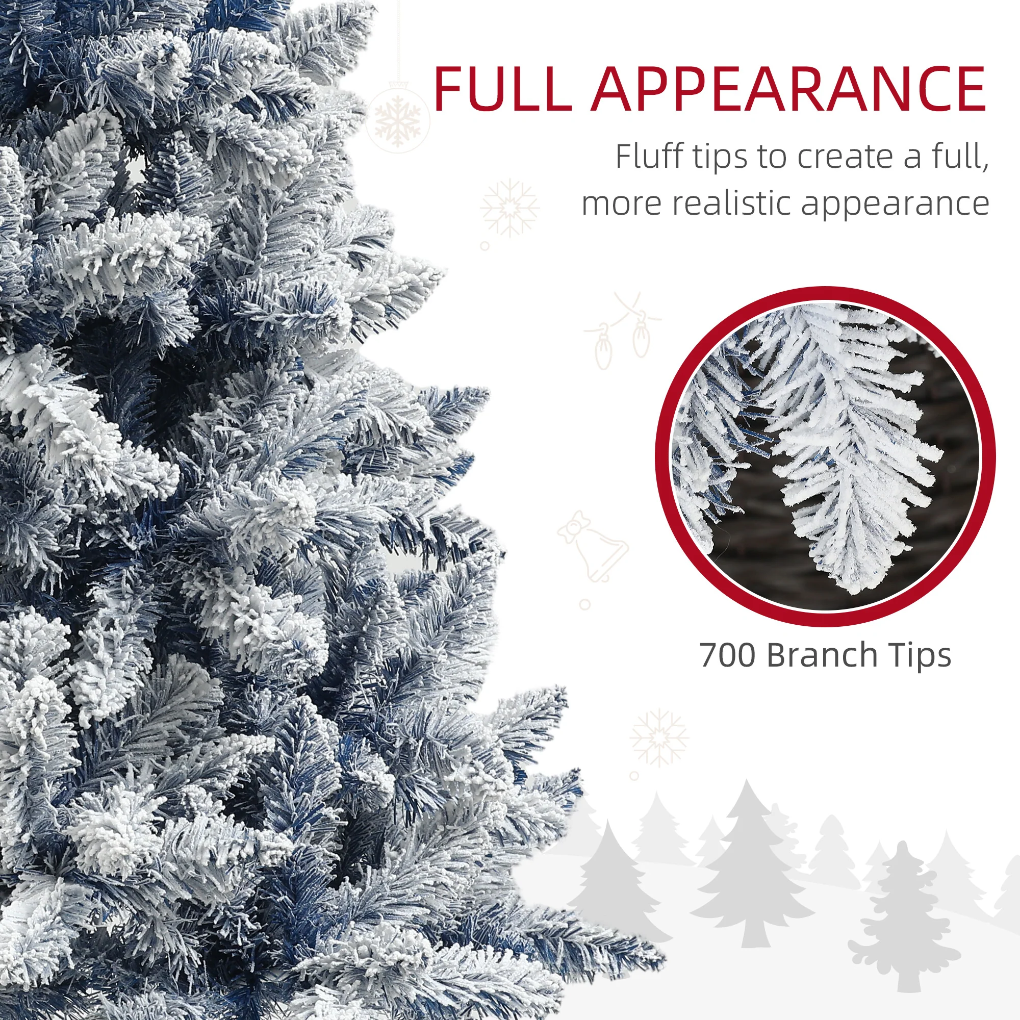 6ft Christmas Tree Artificial - White Frosted Green  700 Tips - Image 5