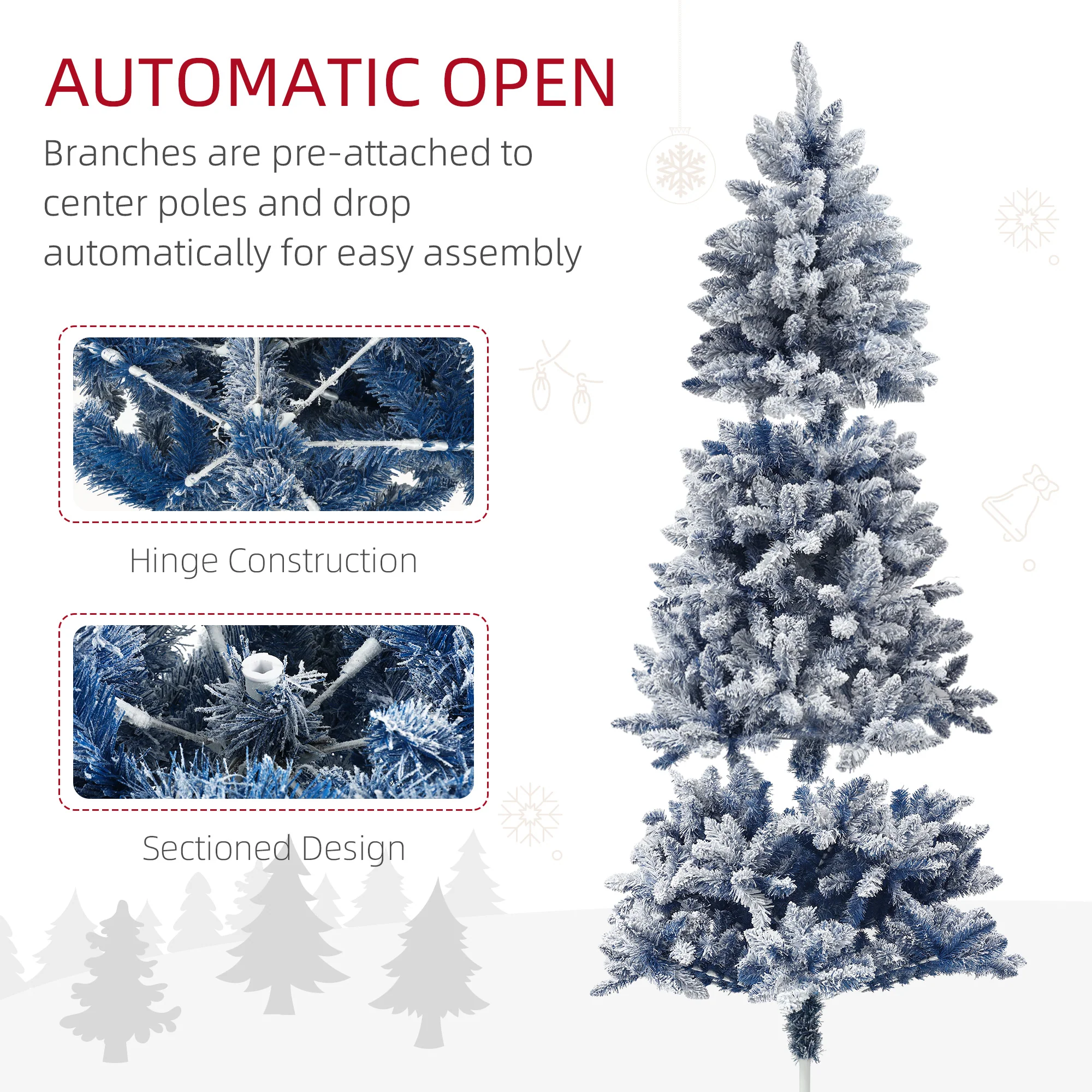 6ft Christmas Tree Artificial - White Frosted Green  700 Tips - Image 6