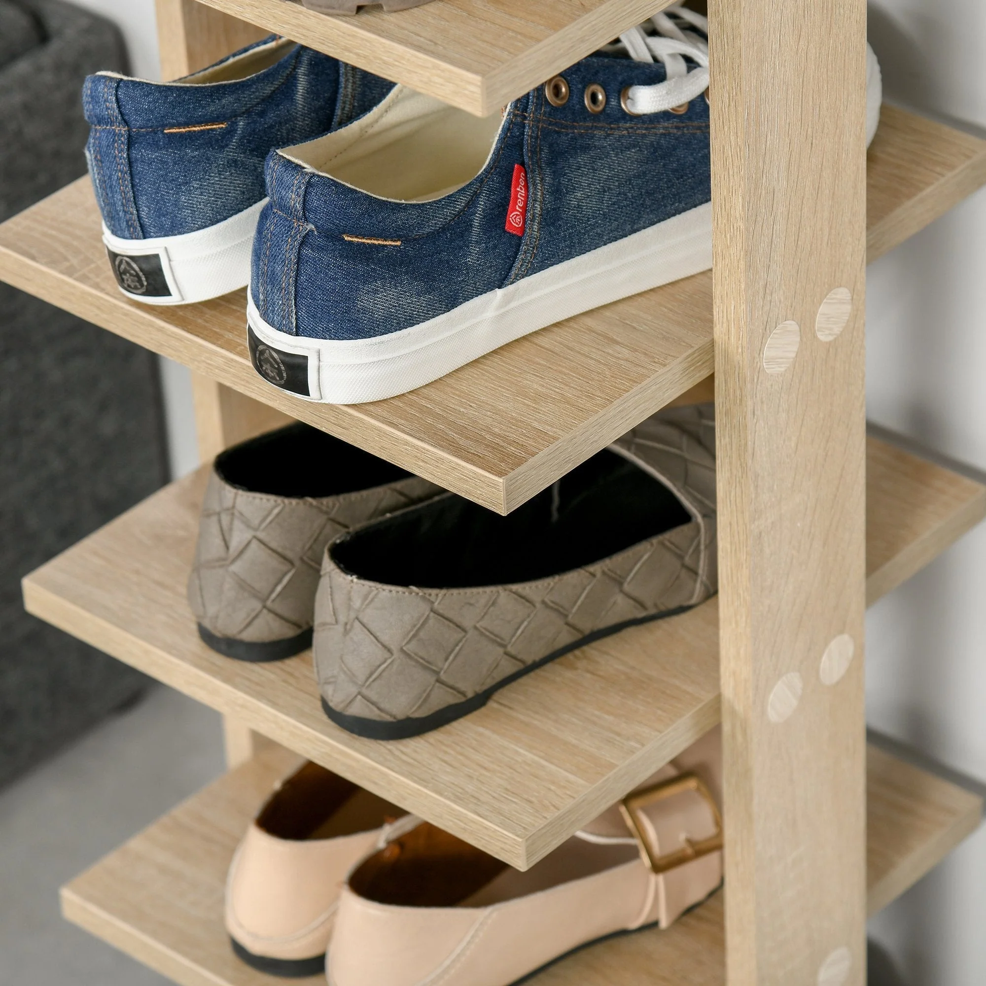 7 Tier Shoe Rack Organizer Storage Shelf Wooden Display Cabinet for Entrance - Image 7
