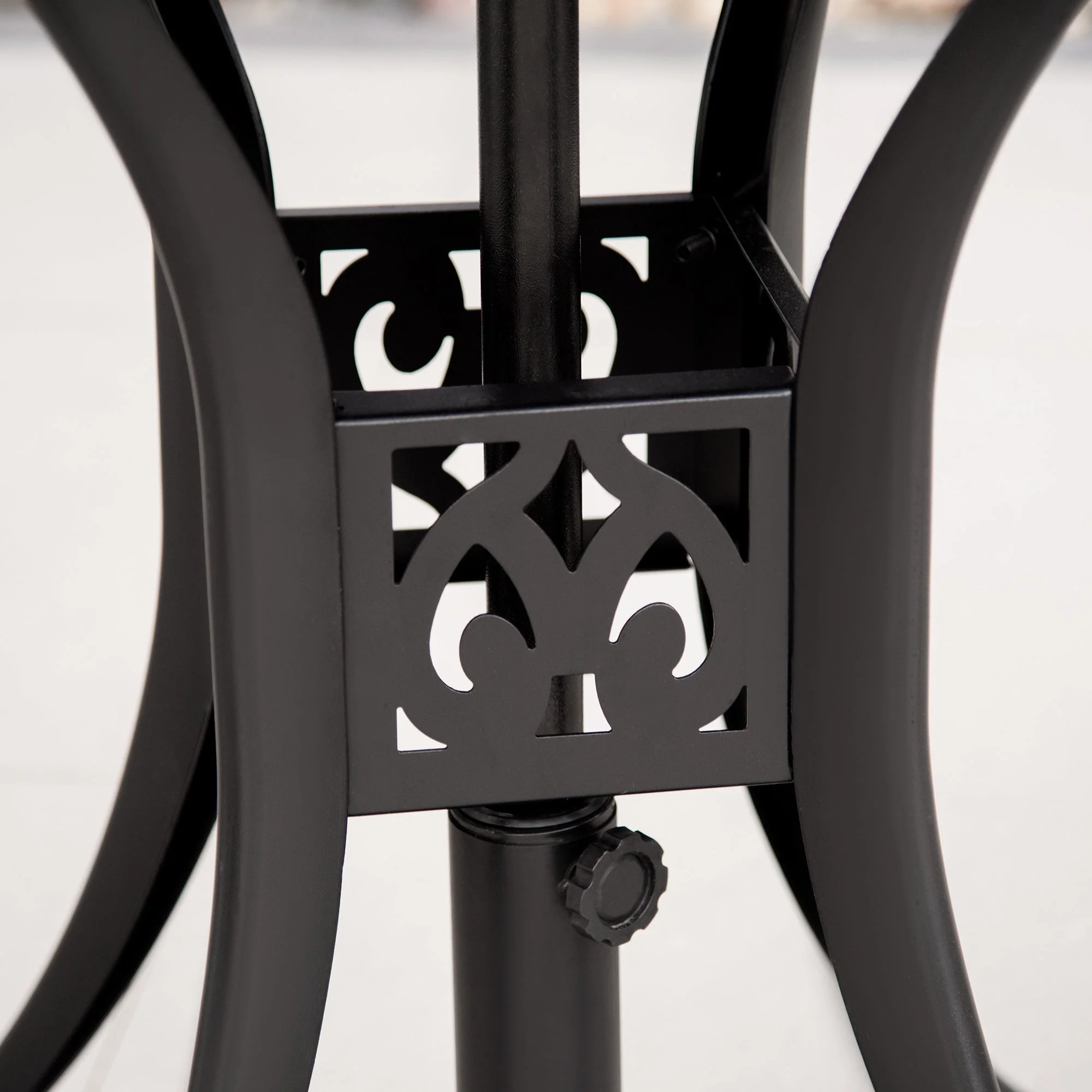 78cm Round Garden Dining Table Bistro Set with Parasol Hole Antique Cast Aluminium Outdoor Table Only - Image 9