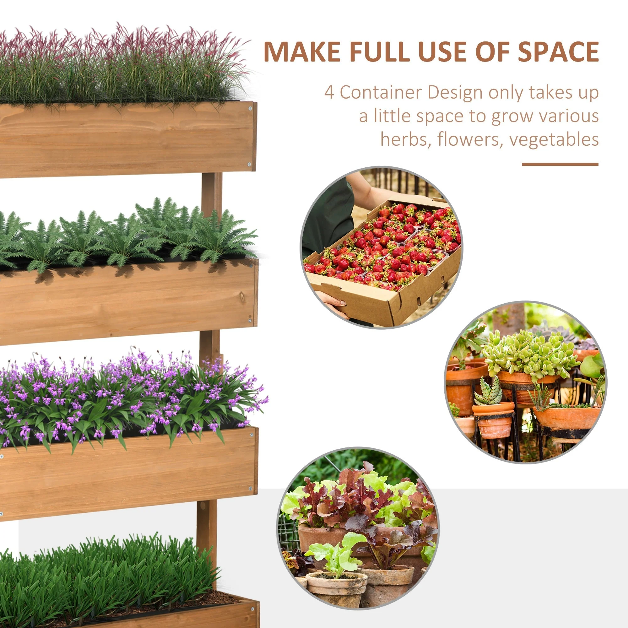 80cm x 45cm x 142cm 4-Tier Raised Garden Bed - Image 4