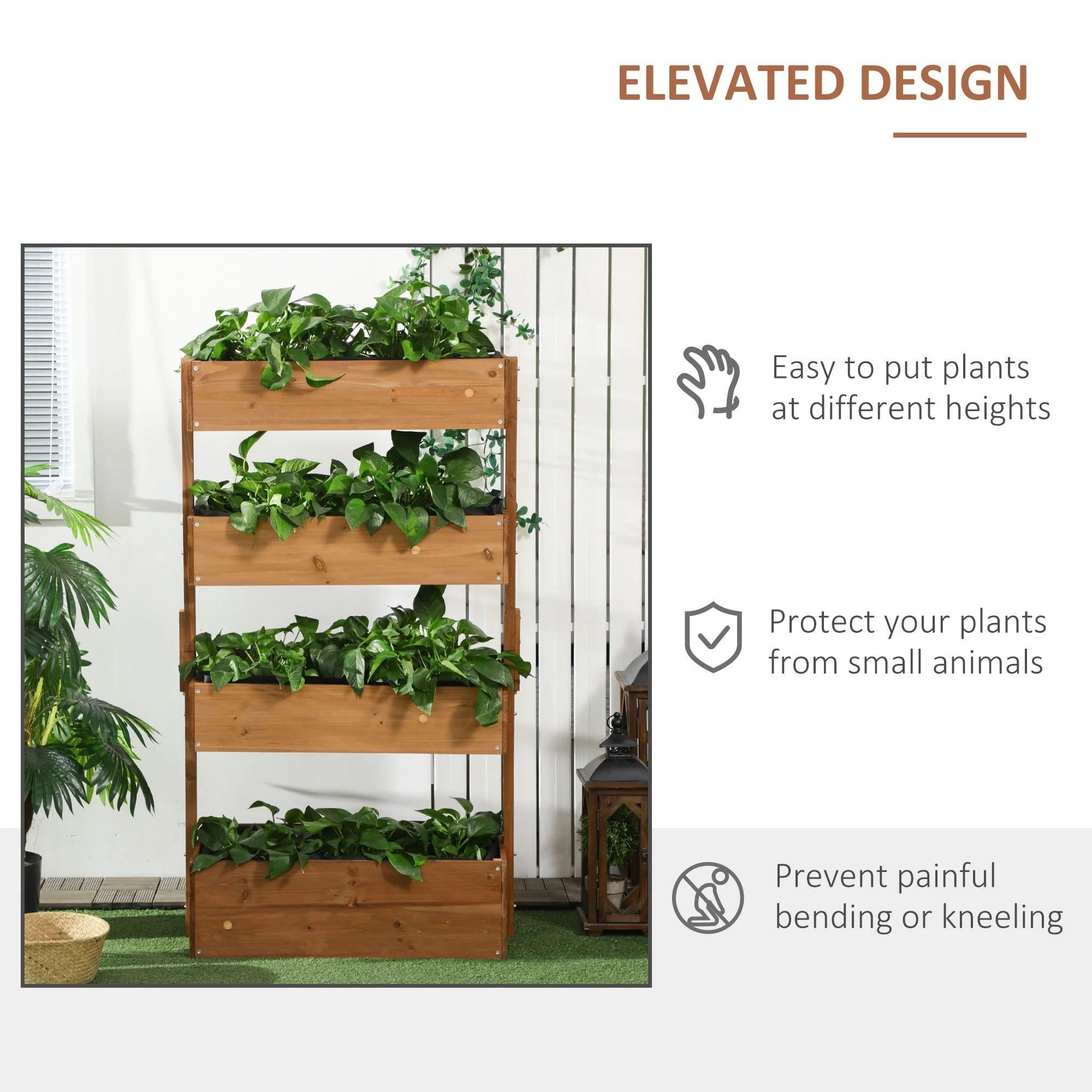 80cm x 45cm x 142cm 4-Tier Raised Garden Bed - Image 5
