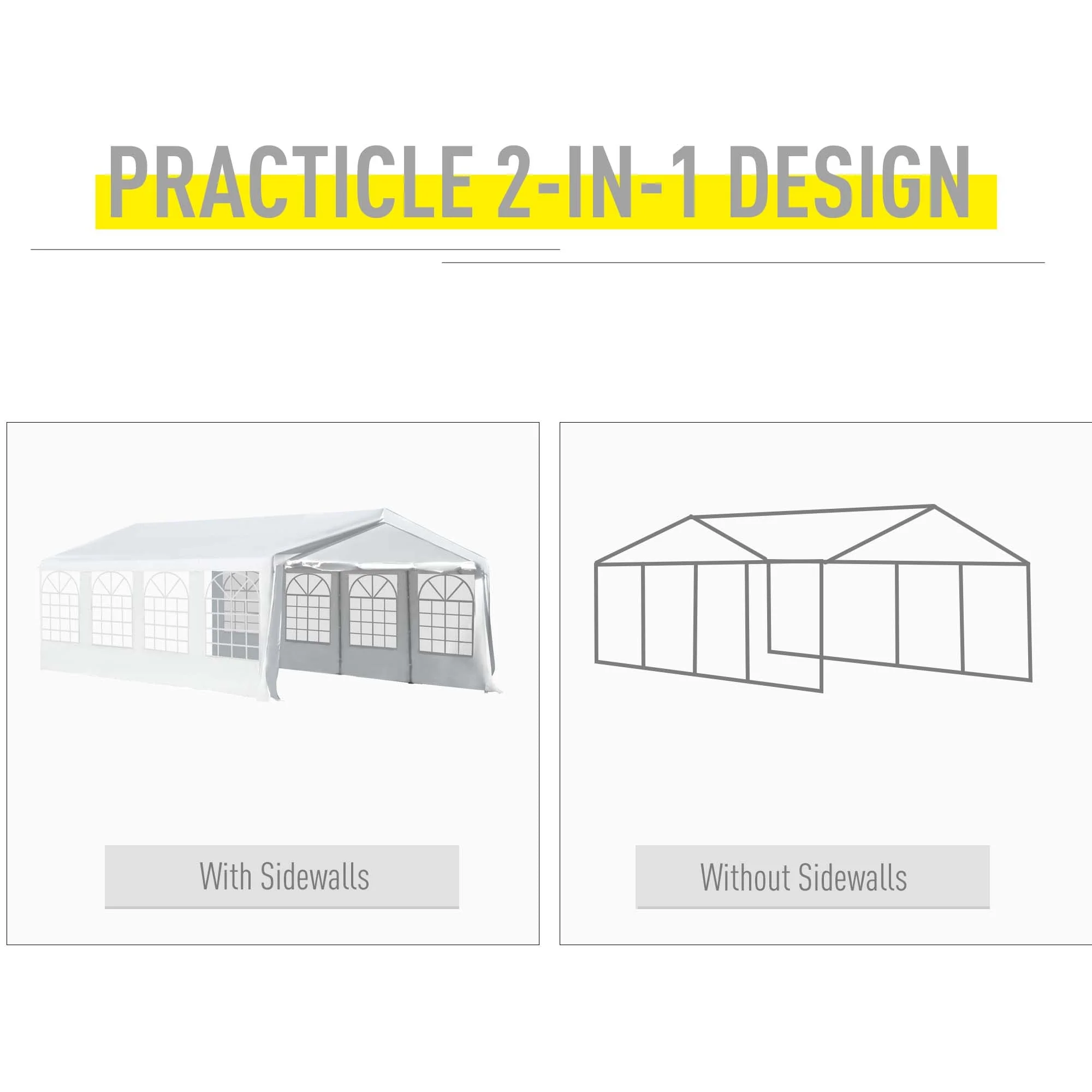 8m x 4m Garden Gazebo Marquee Party Tent Wedding Portable Garage Carport Event shelter Car Canopy Outdoor Heavy Duty Steel Frame Waterproof Rot Resistant - Image 5