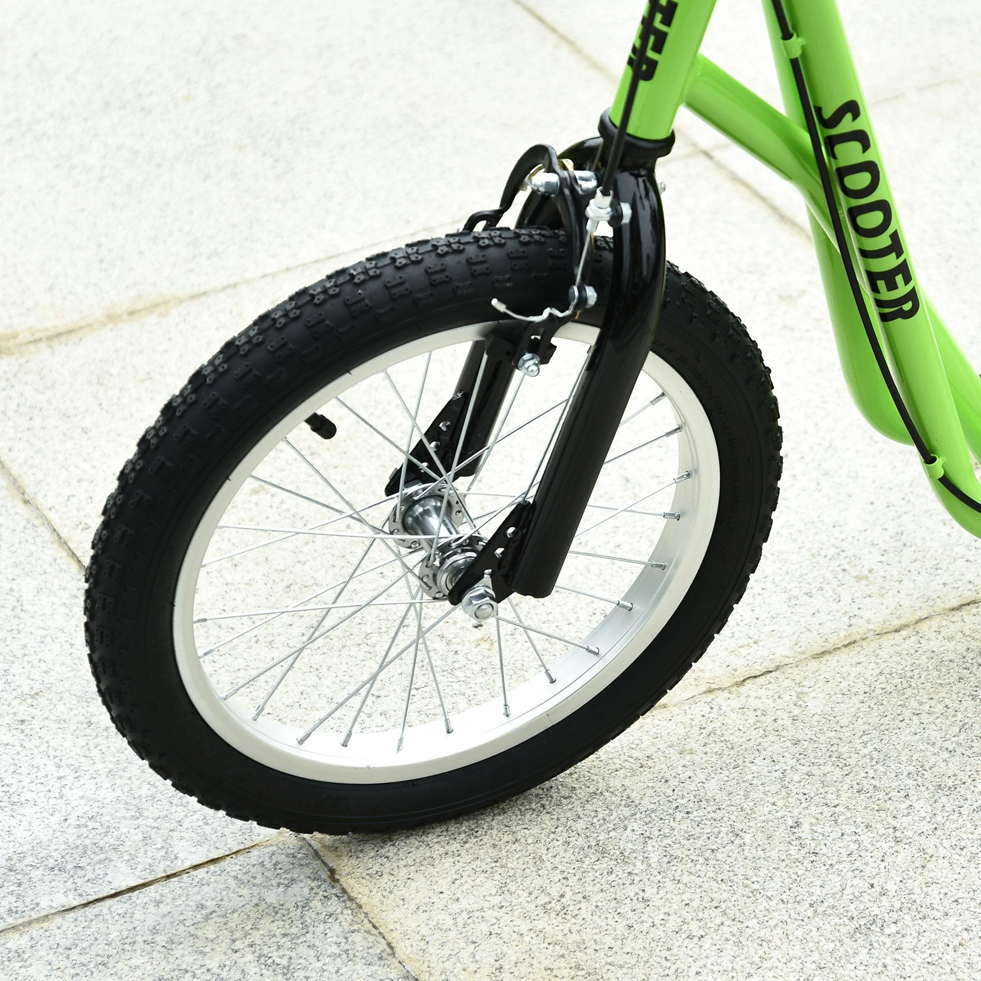 90-96cm Kids Kick Scooter w/ Adjustable Handlebar Inflatable Wheels Brakes Green - Image 8