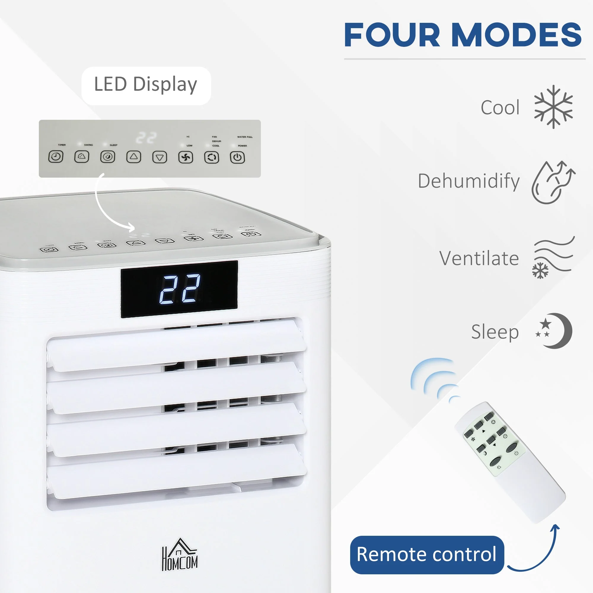 A Rated 7,000 BTU 4-In-1 Portable Dehumindifier With Remote & 24 Hour Timer by Homcom - Image 4