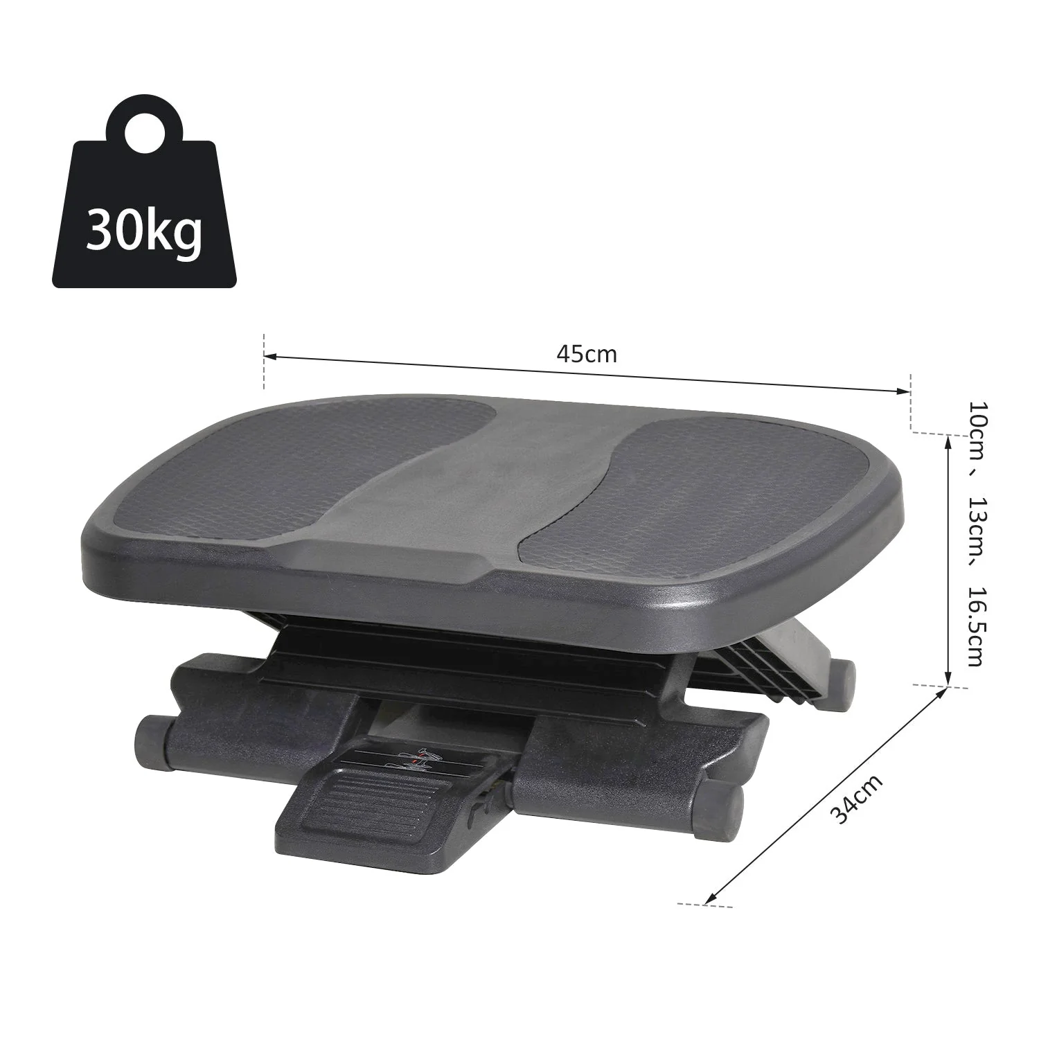 Adjustable Under-Desk Footrest Height Angle Tilt Anti-Slip Compact Health Black - Image 3