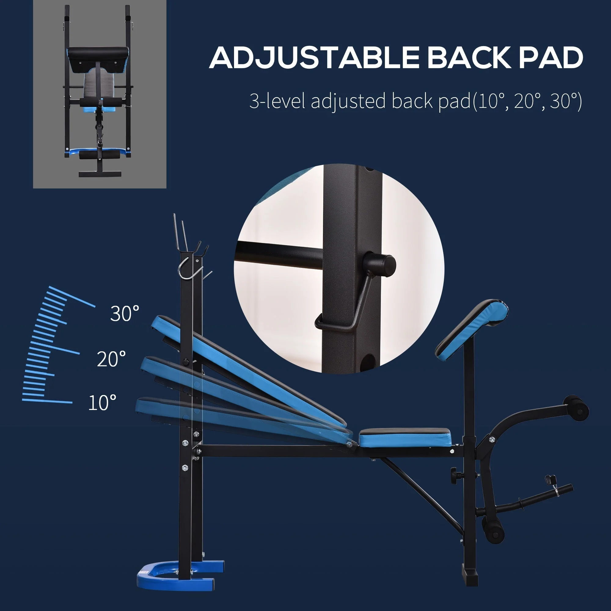Adjustable Weight Bench with Leg Developer Barbell Rack for Home Gym Fitness - Image 3