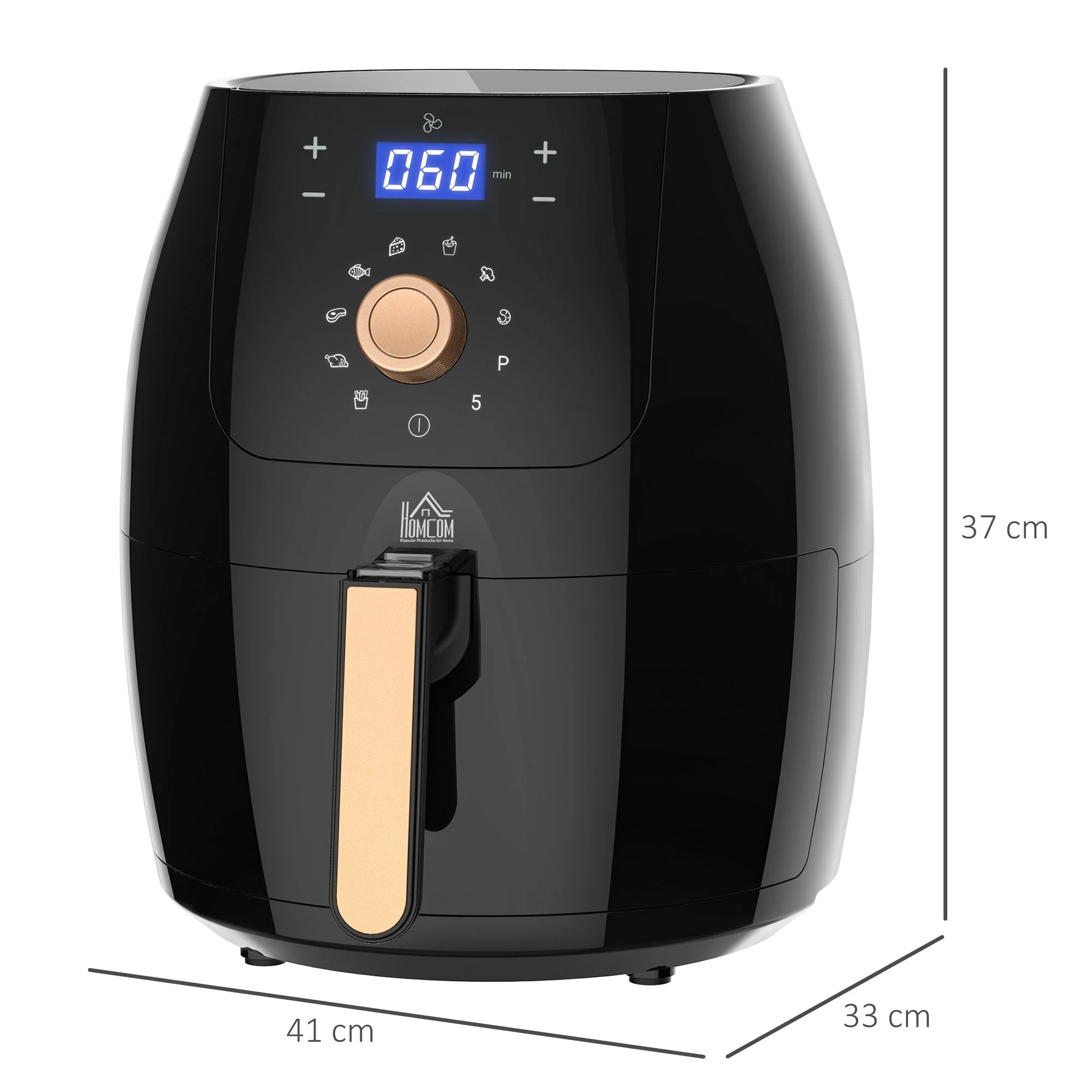 Air Fryers 1700W 5.5L with Digital Display Rapid Air Circulation System Adjustable Temperature 60 Min Timer for Healthy Oil Free Low Fat Cooking Nonstick Basket - Image 3