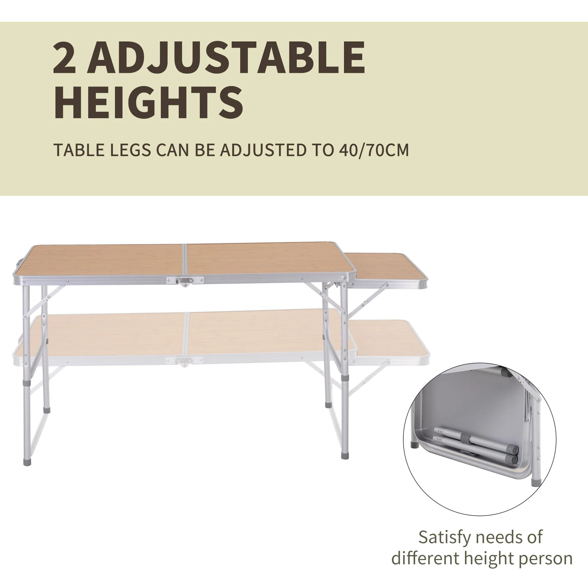 Aluminium Medium-density fibreboard-Top 4ft Folding Portable Outdoor Table Silver - Image 4