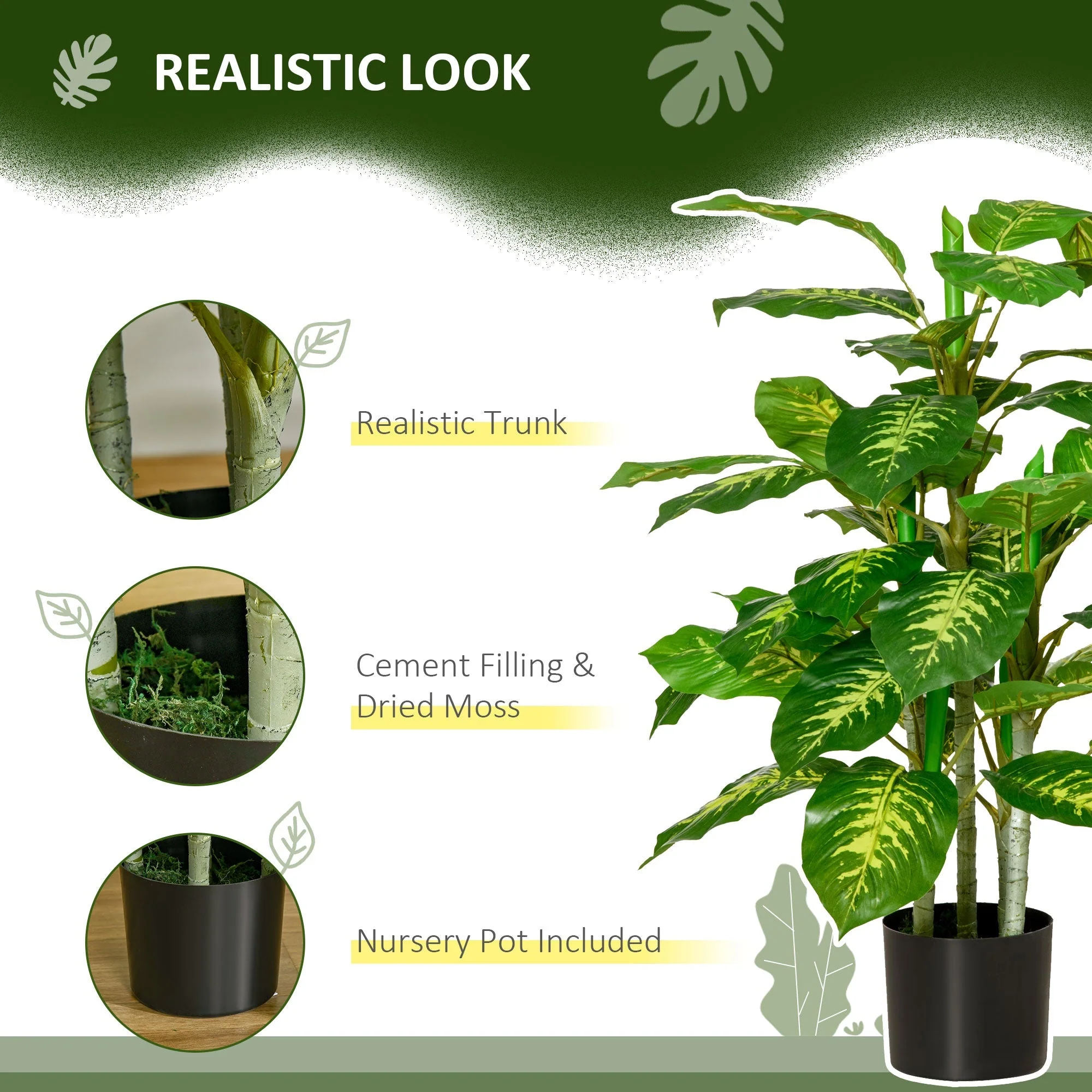 Artificial Evergreen Plant Realistic Fake Tree Potted Home Office Décor 95cm - Image 4