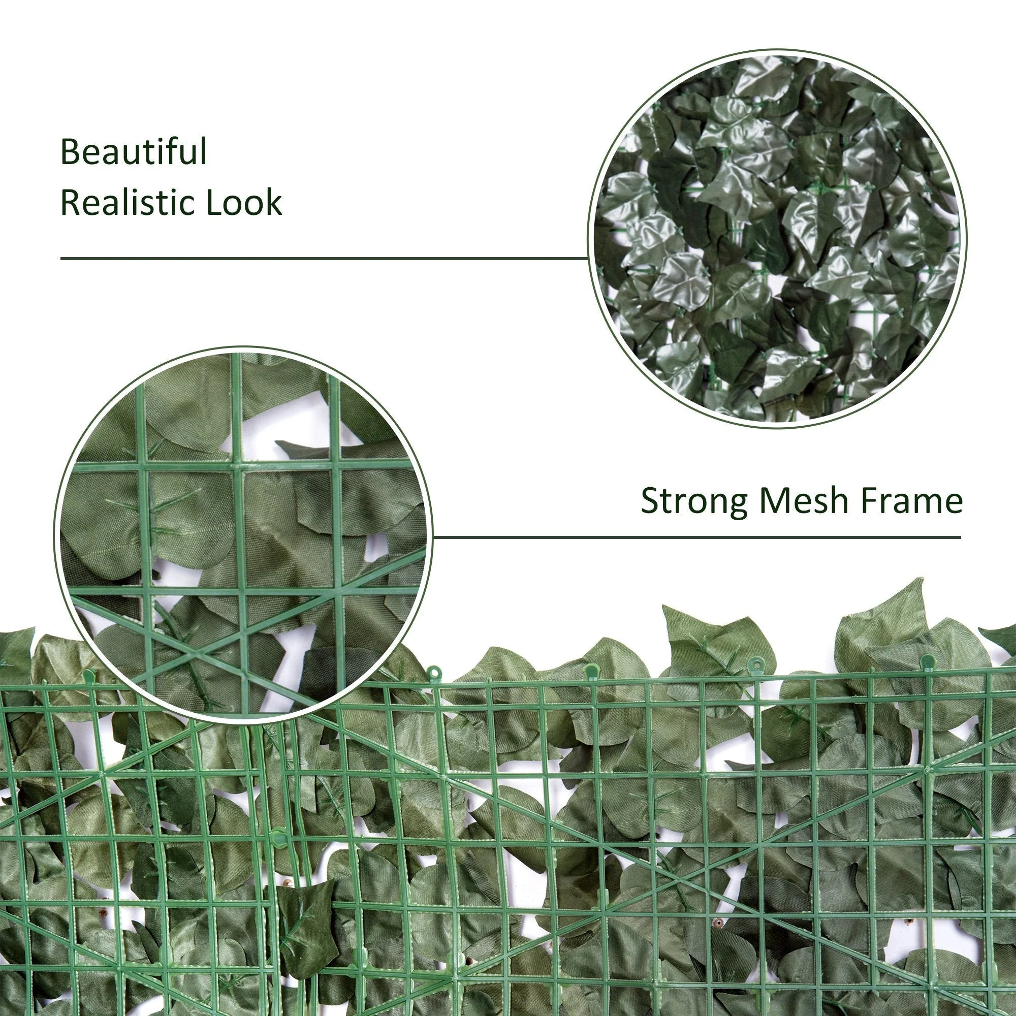 Artificial Leaf Hedge Screen Privacy Fence Panel for Garden Outdoor Indoor Decor 2.4M x 1M Dark Green - Image 6