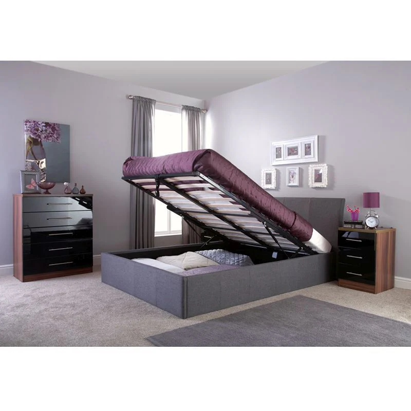 Ascot Double Ottoman Bed Fabric Grey 5 x 7ft - Image 4