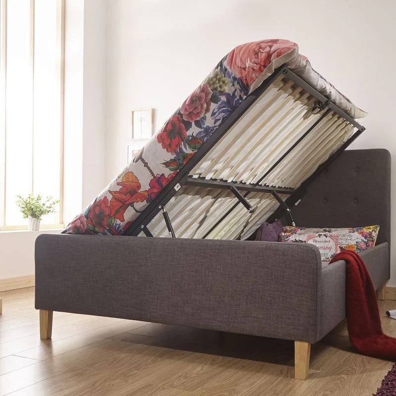 Ashbourne Double Ottoman Bed Fabric Grey 5 x 7ft - Image 2