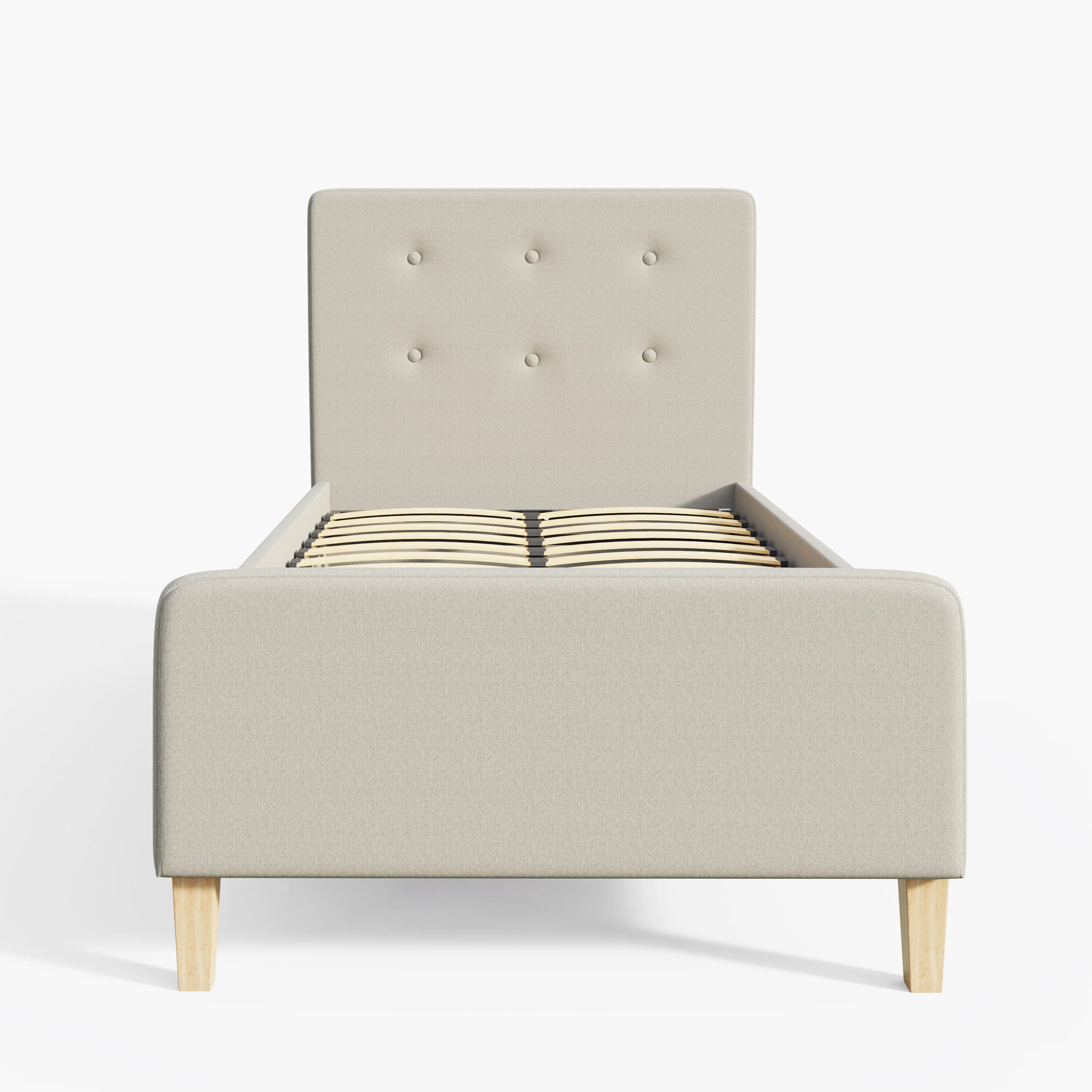 Ashbourne Single Ottoman Bed Wood & Fabric Natural 3 x 7ft - Image 5