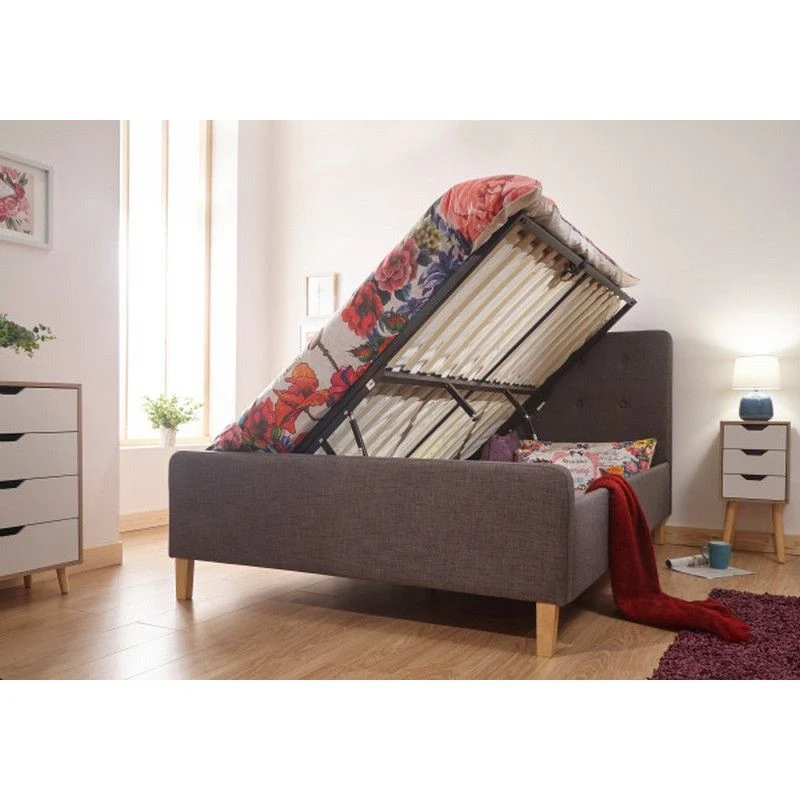 Ashbourne Single Ottoman Bed Fabric Grey 3 x 7ft - Image 3